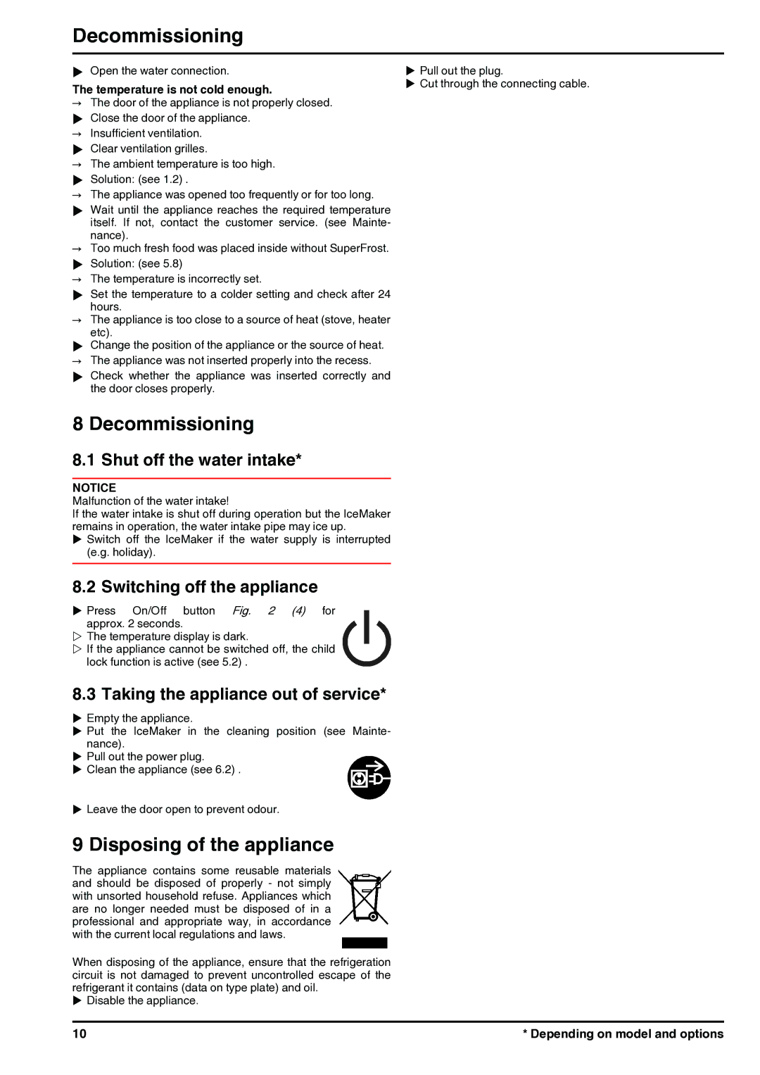 Liebherr 120713 7082694 - 01 manual Decommissioning, Disposing of the appliance 