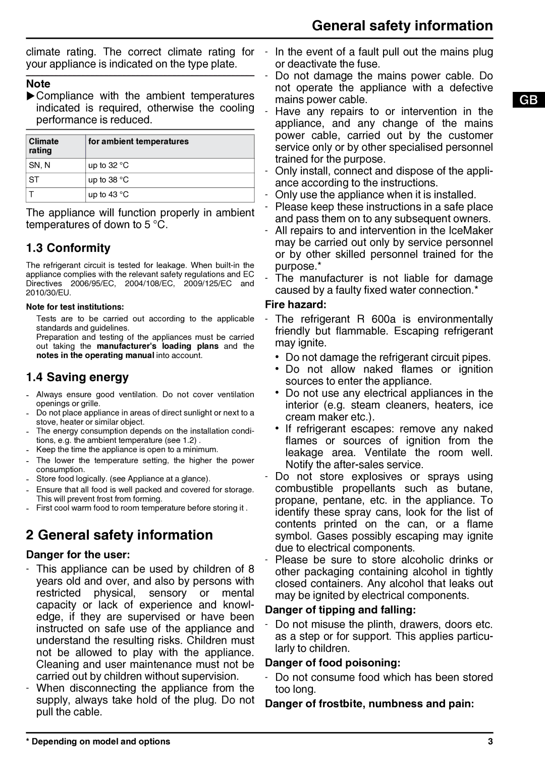 Liebherr 120713 7082694 - 01 manual General safety information, Conformity, Saving energy 