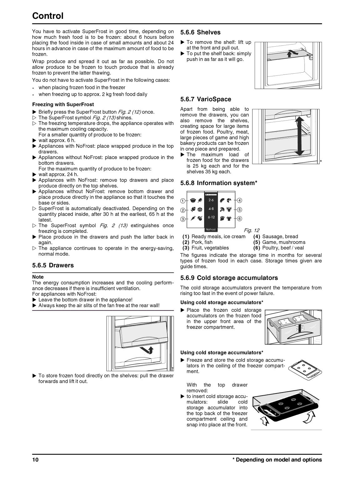 Liebherr 131113 7085462 - 01 operating instructions Drawers, VarioSpace, Information system, Cold storage accumulators 