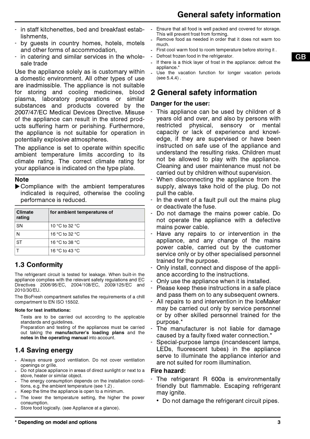 Liebherr 131113 7085462 - 01 operating instructions General safety information, Conformity, Saving energy 