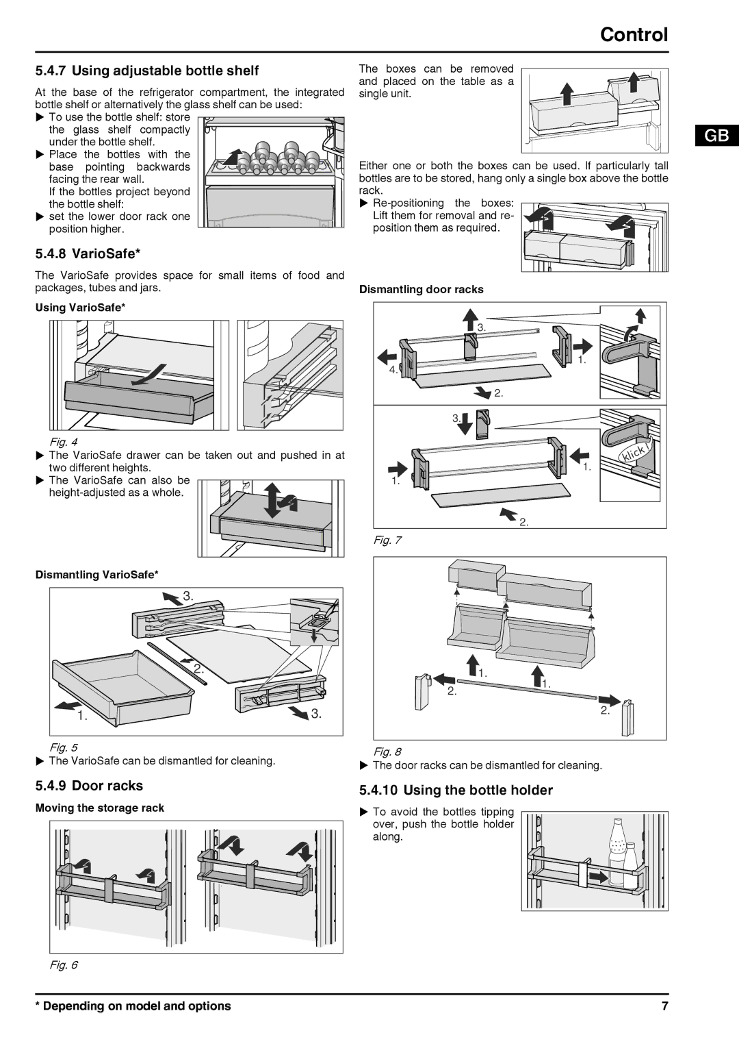 Liebherr 131113 7085462 - 01 Using adjustable bottle shelf, VarioSafe, Door racks, Using the bottle holder 