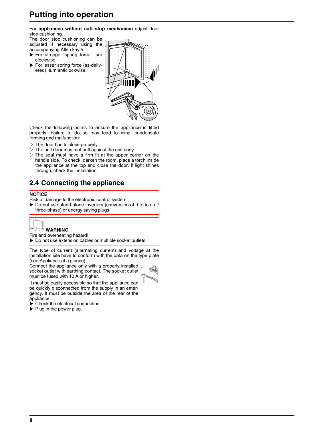 Liebherr 211111 7085270 - 00 installation instructions Connecting the appliance 