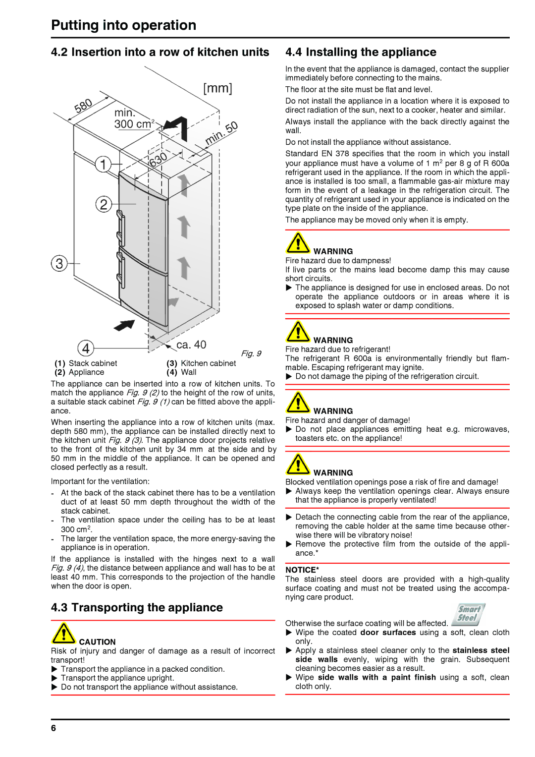 Liebherr 290910 7084364 - 03 operating instructions Transporting the appliance 