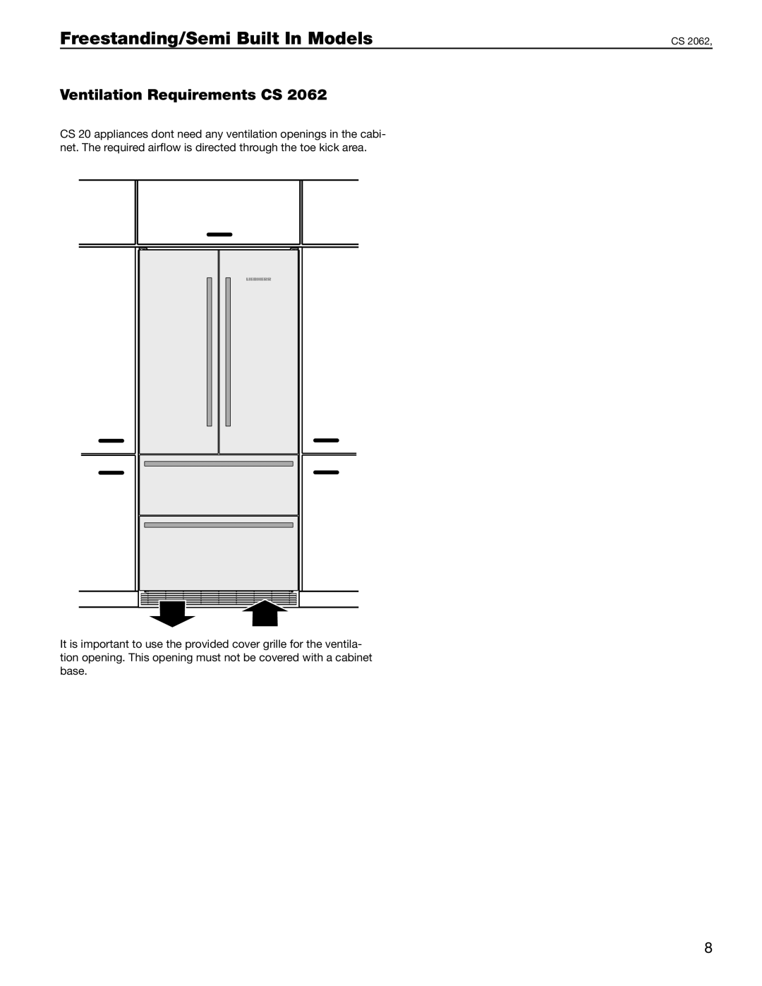 Liebherr 60, 30, 36 manual Ventilation Requirements CS 