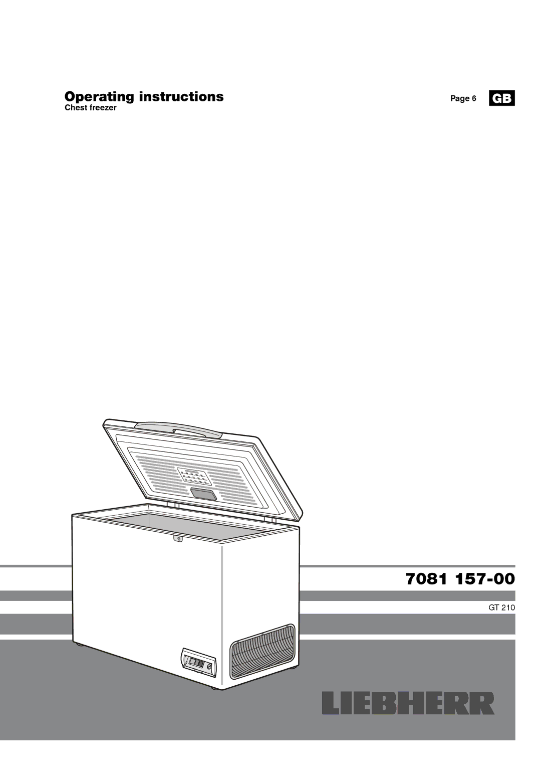 Liebherr 7081 157-00 manual Chest freezer 