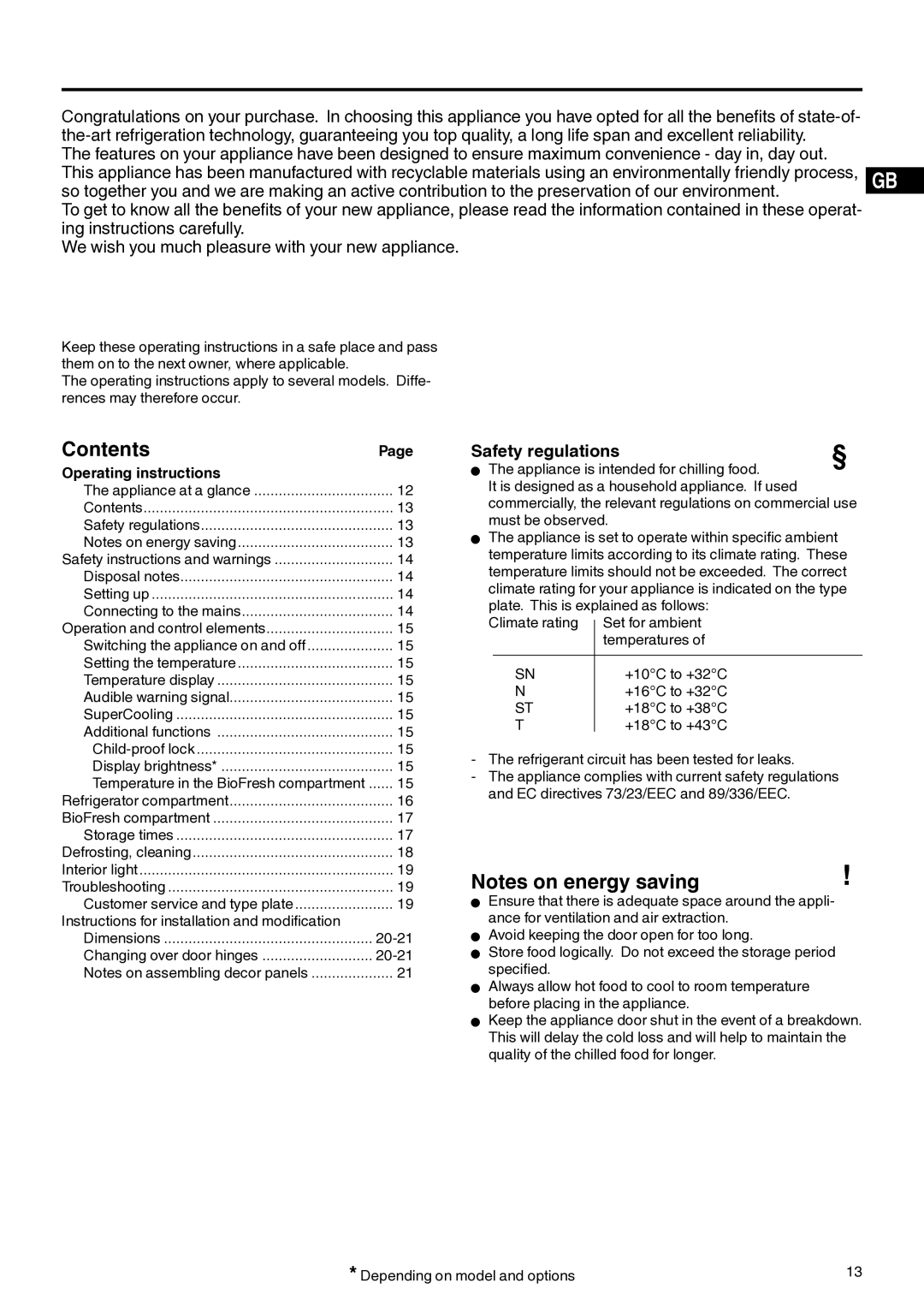 Liebherr 7082 212-02 manual Contents 