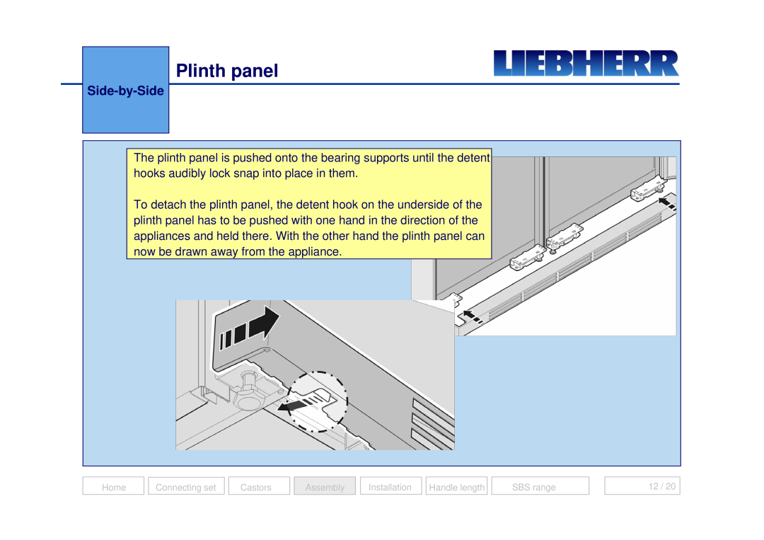 Liebherr 7082 218-03 manual Plinth panel, Side-by-Side 