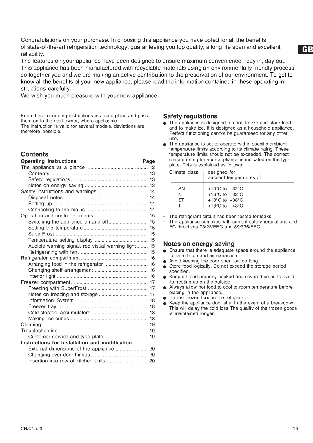 Liebherr 7082 224-00 manual Contents, Safety regulations 