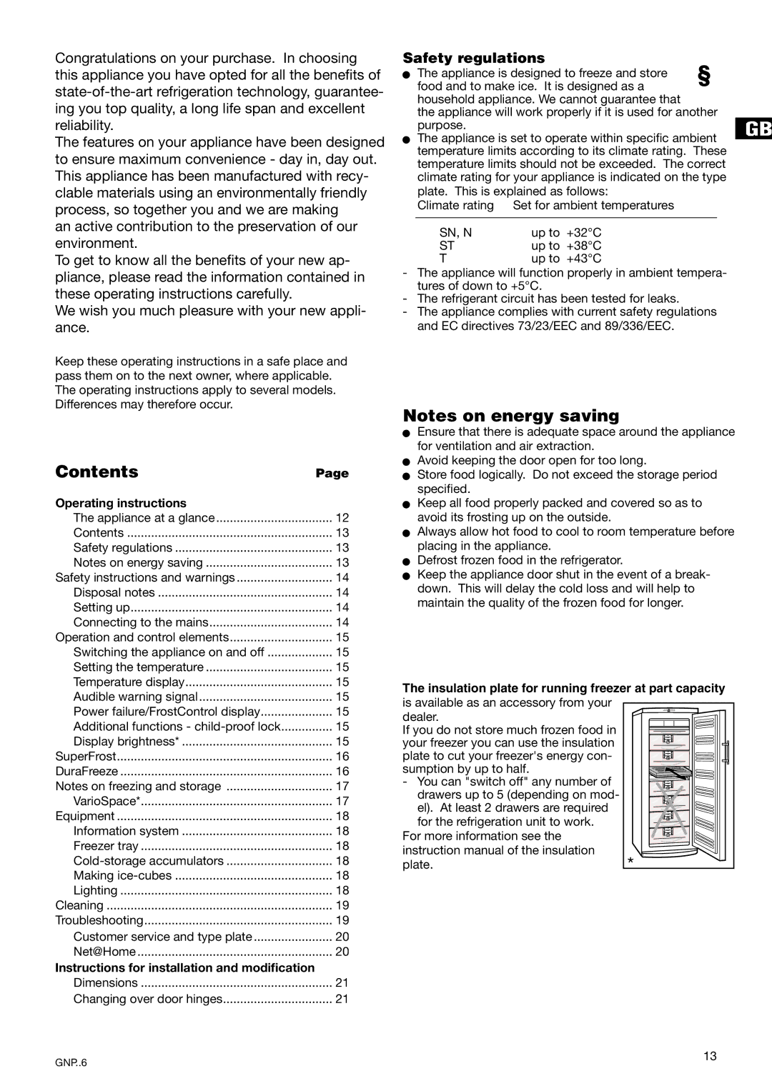 Liebherr 7082 260-00 manual Contents 