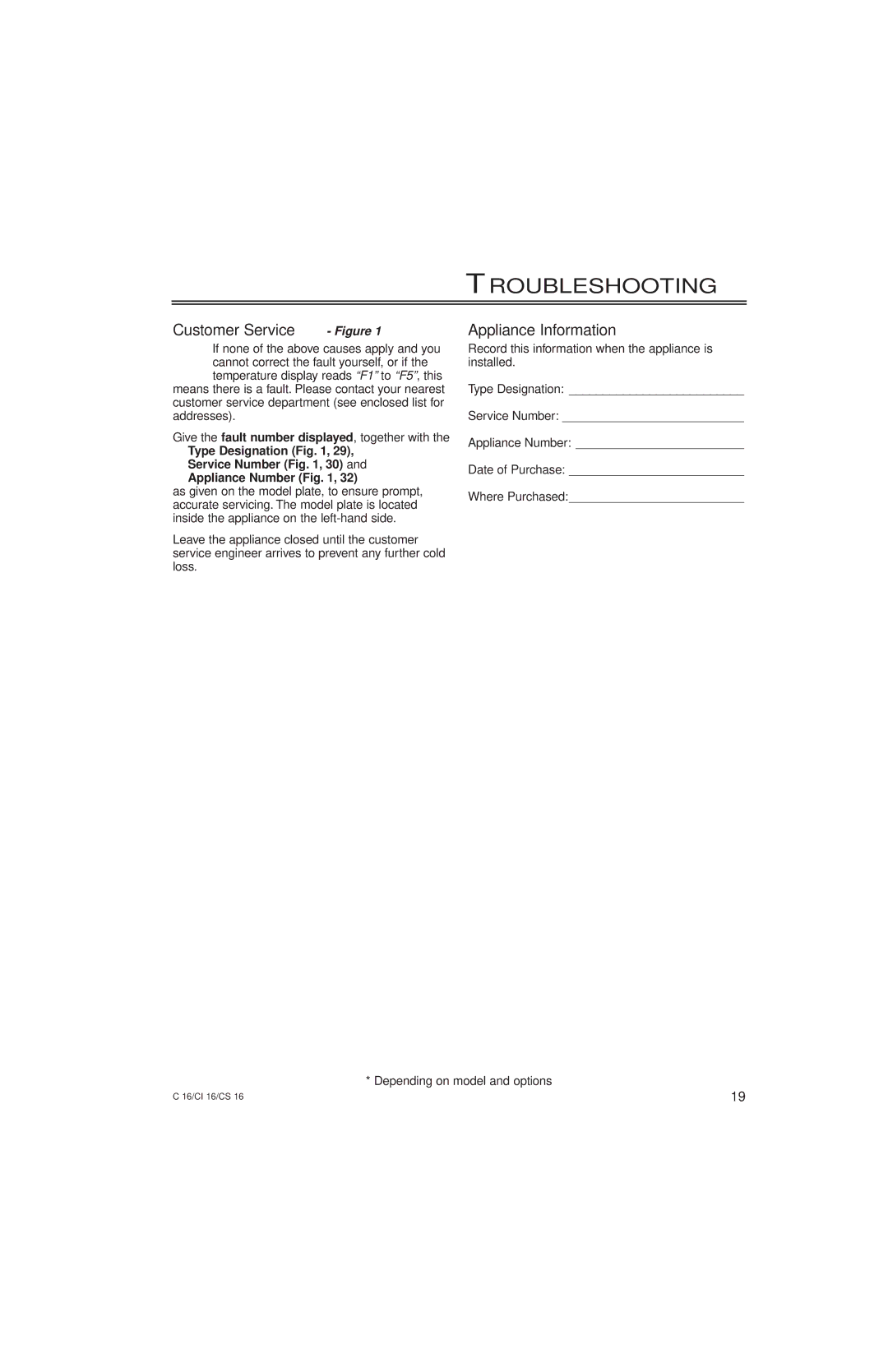 Liebherr 2956, 7082 Customer Service Figure, Appliance Information, Type Designation Service Number , 30 Appliance Number 