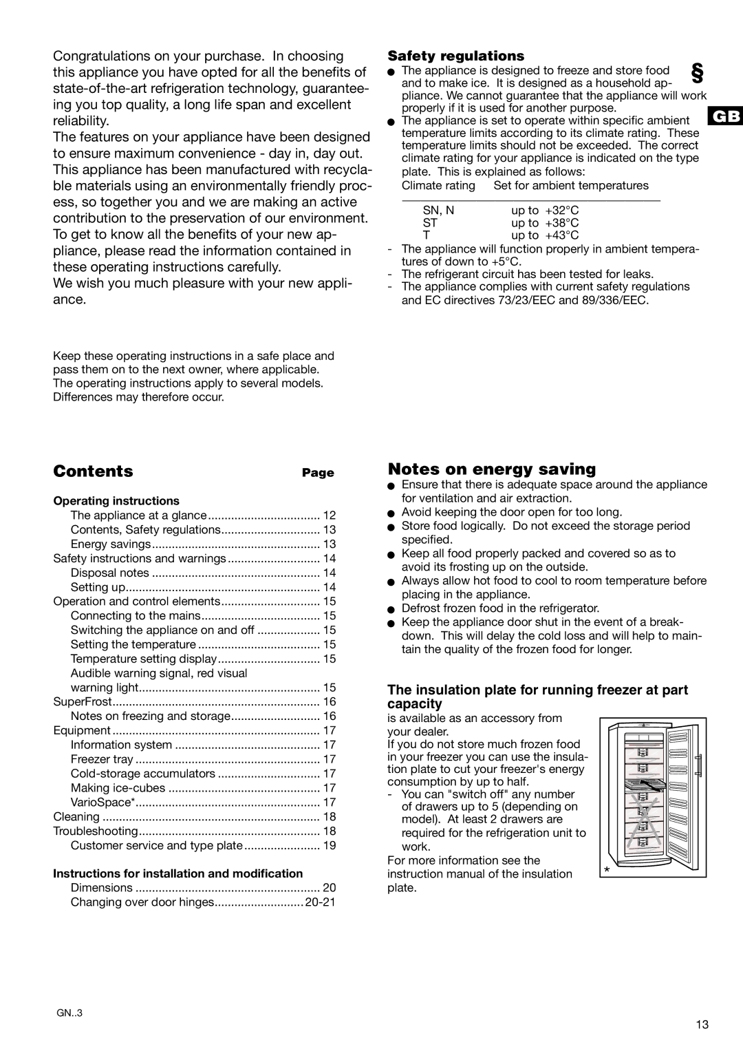 Liebherr 7082 308-00 manual Contents 