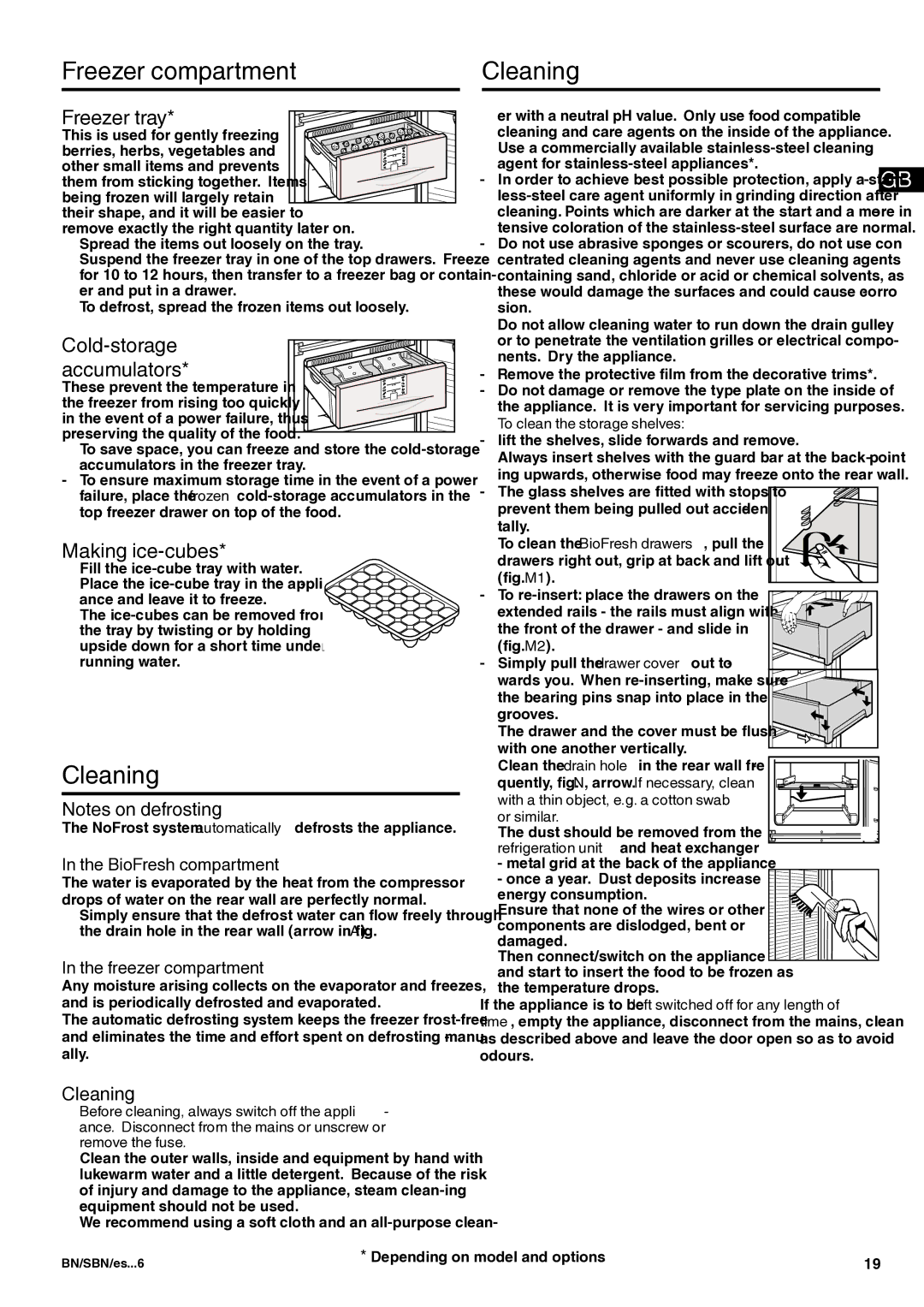 Liebherr 7082 344-01 manual Freezer compartment Cleaning, Freezer tray, Cold-storage, Accumulators, Making ice-cubes 