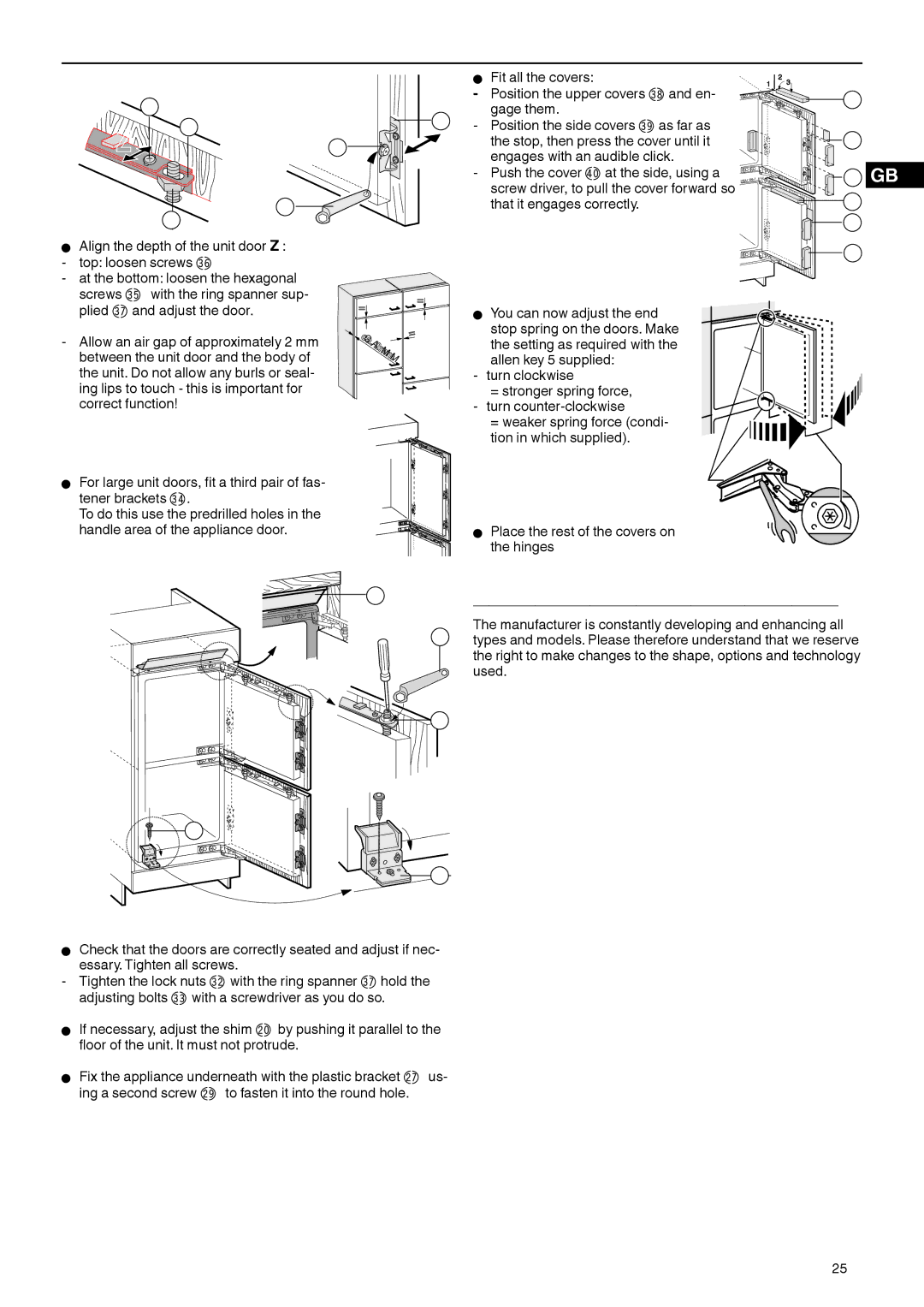 Liebherr 7082 532-00 installation instructions Ca. = 2mm, Push the cover el at the side, using a 