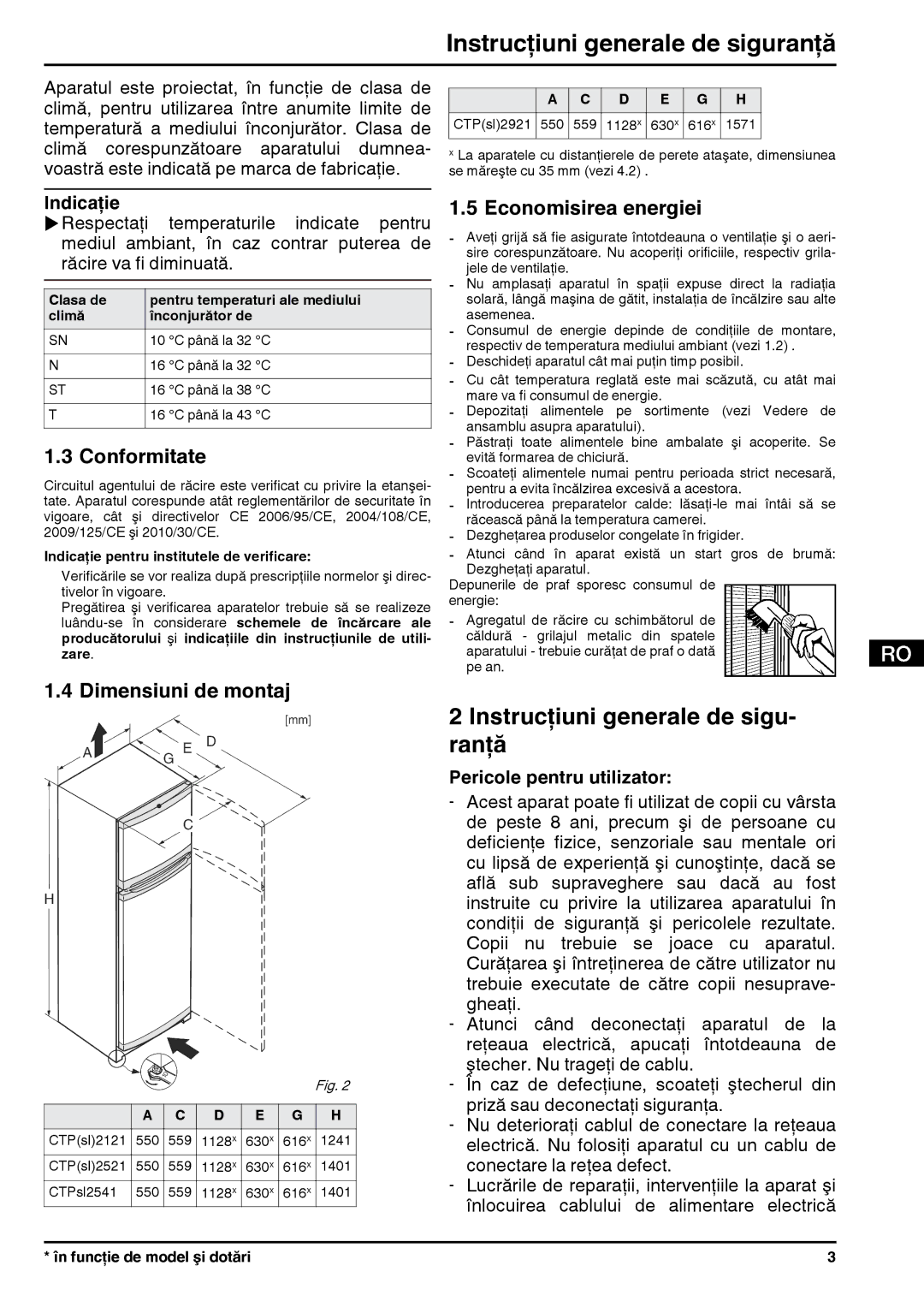 Liebherr 280813, 7082813 manual Instrucţiuni generale de siguranţă, Instrucţiuni generale de sigu- ranţă, Conformitate 