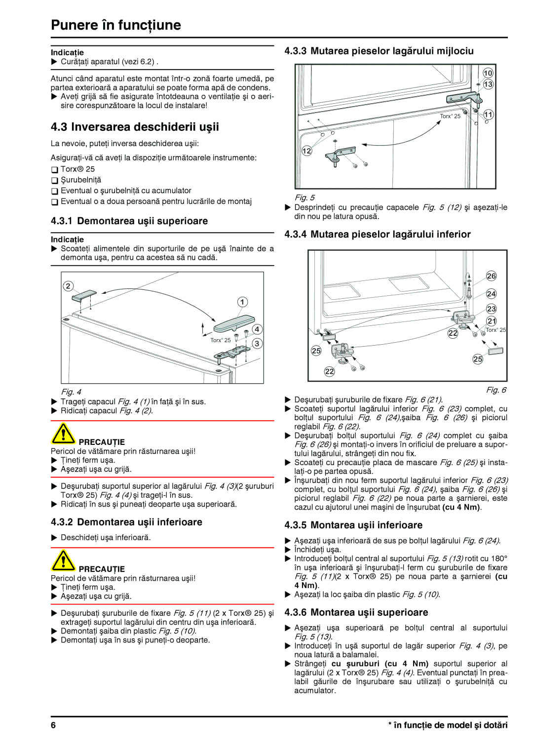 Liebherr 7082813, 280813 manual Inversarea deschiderii uşii 