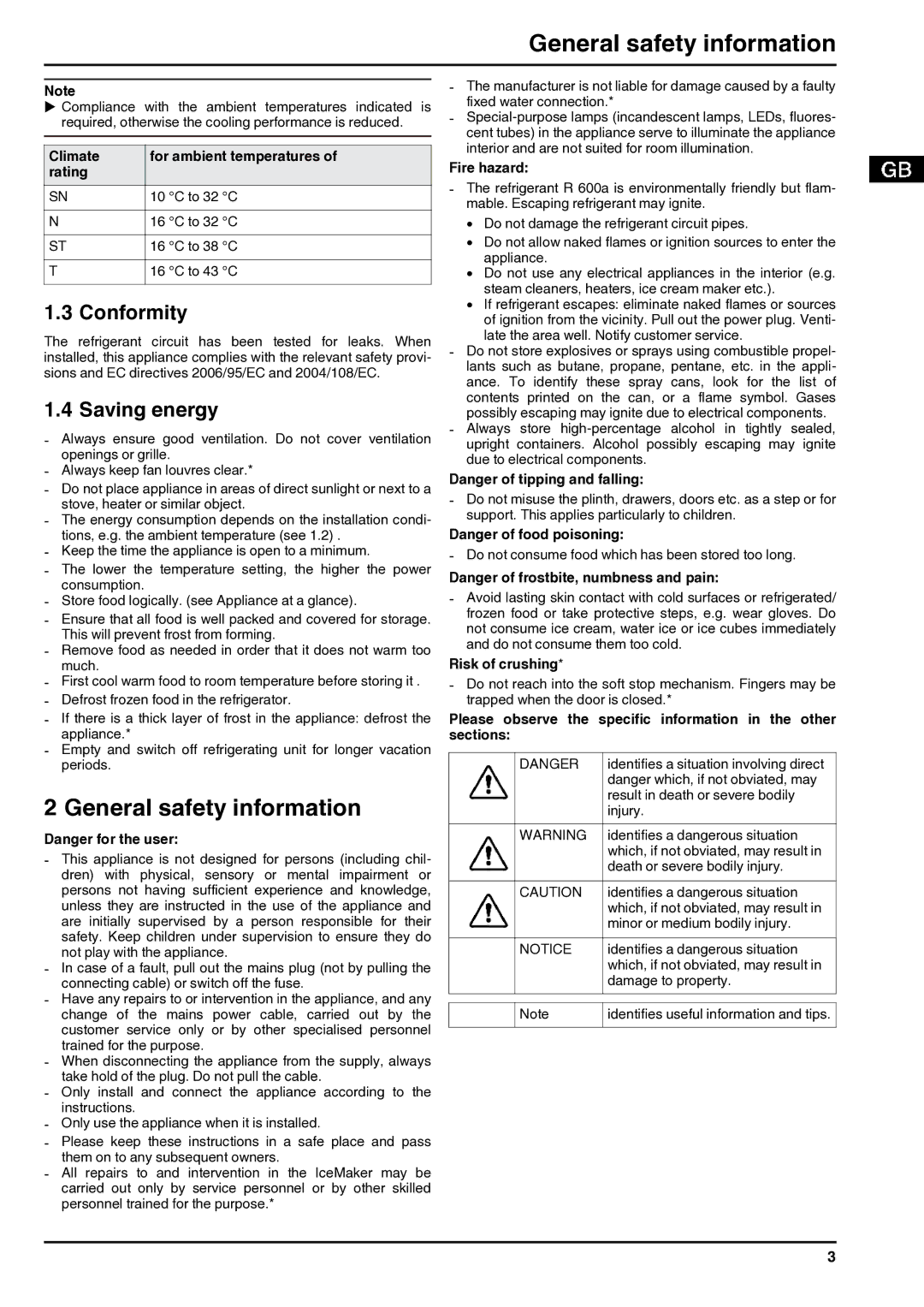 Liebherr 7084284-03 installation instructions General safety information, Conformity, Saving energy 