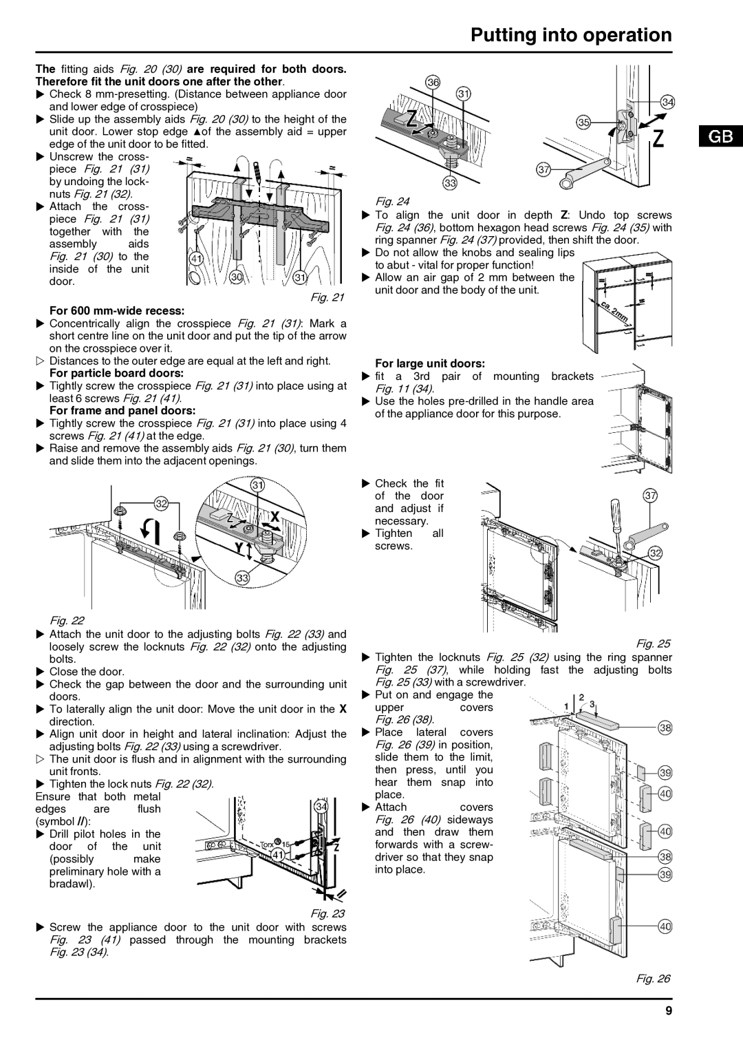 Liebherr 7084284-03 For 600 mm-wide recess, For particle board doors, For frame and panel doors, For large unit doors 