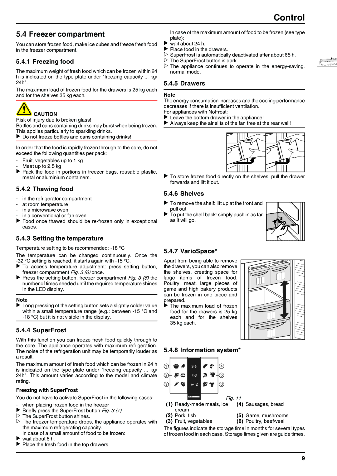 Liebherr 7084376 - 03 operating instructions Freezer compartment 