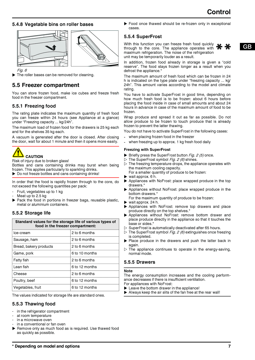 Liebherr 7085446-01 manual Freezer compartment 