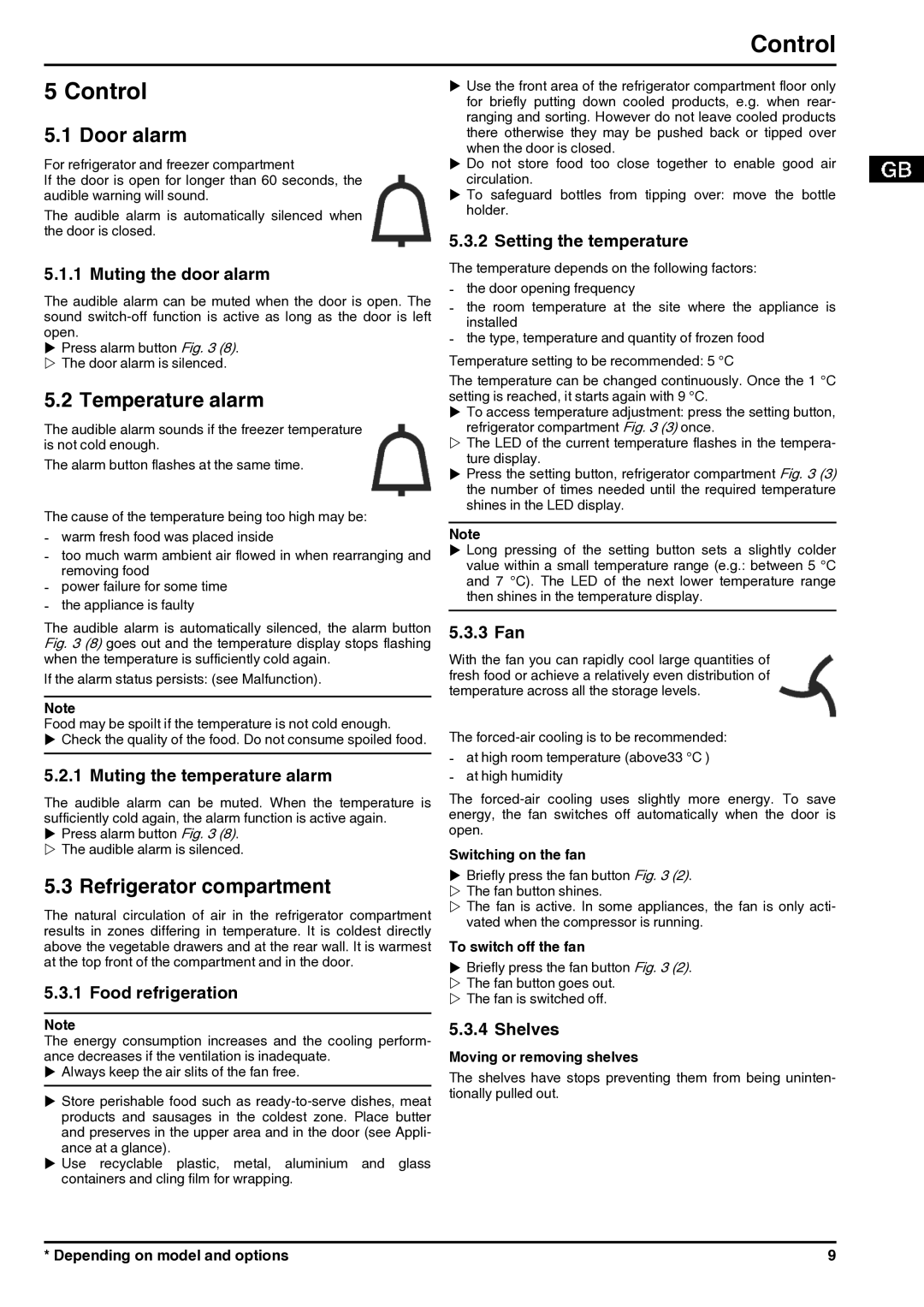 Liebherr 200514, 7085682 - 01 manual Control, Door alarm, Temperature alarm, Refrigerator compartment 