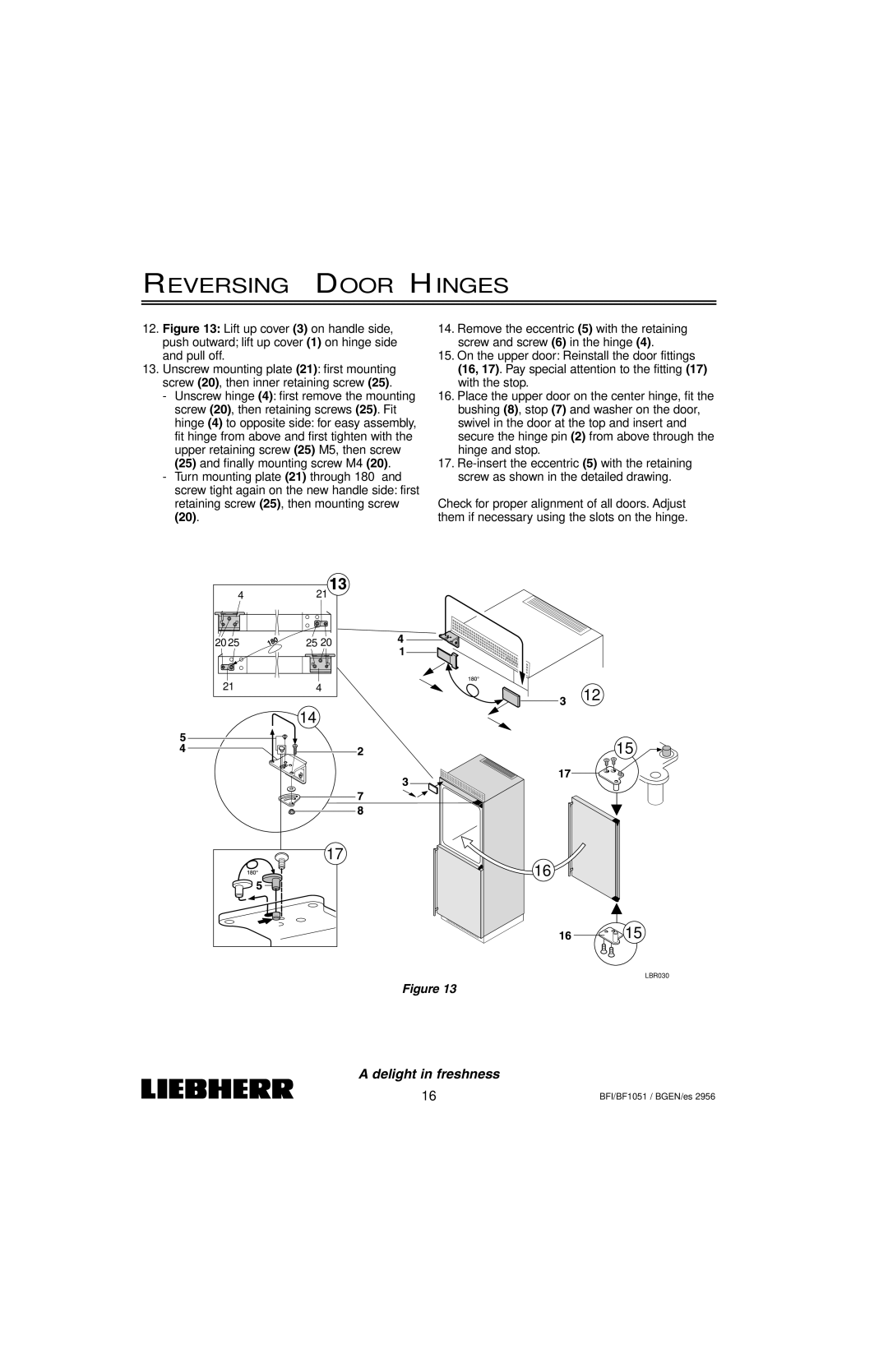 Liebherr BFI1051, BF1051 installation instructions Finally mounting screw M4 