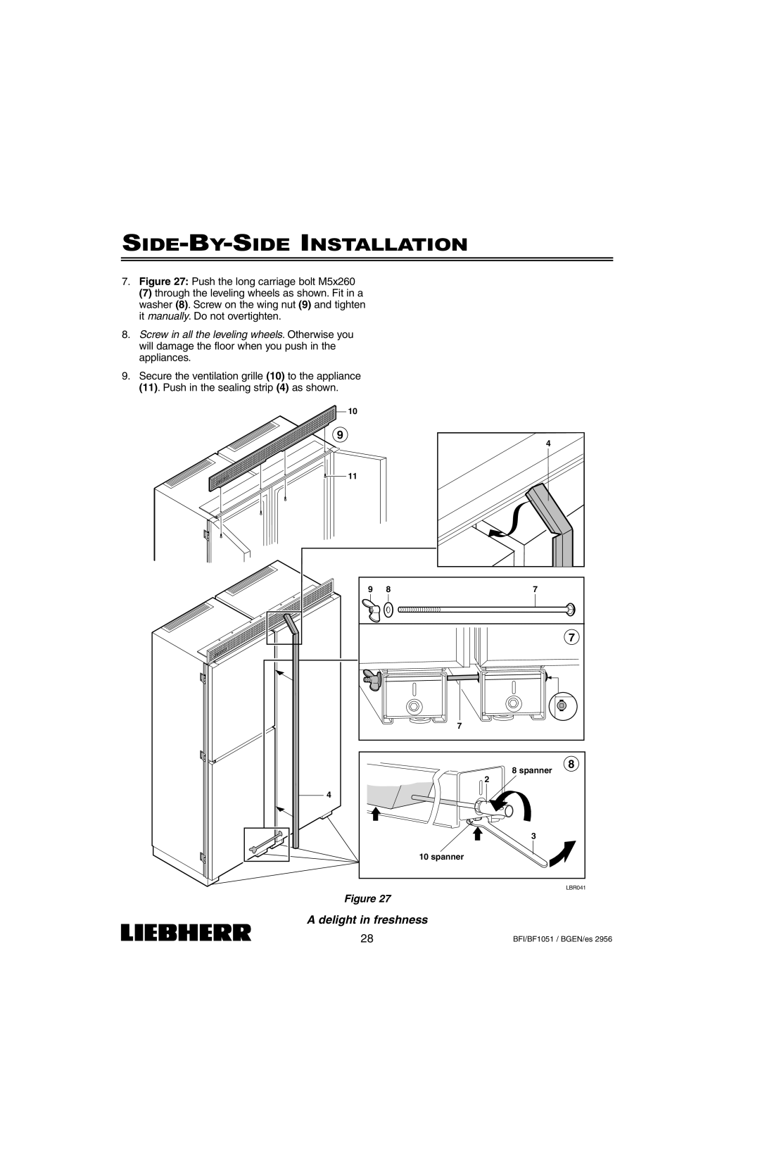 Liebherr BFI1051, BF1051 installation instructions Spanner 