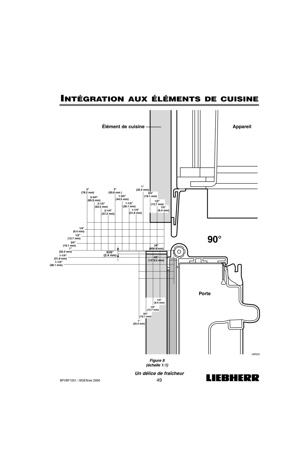 Liebherr BF1051, BFI1051 installation instructions Intégration AUX Éléments DE Cuisine 