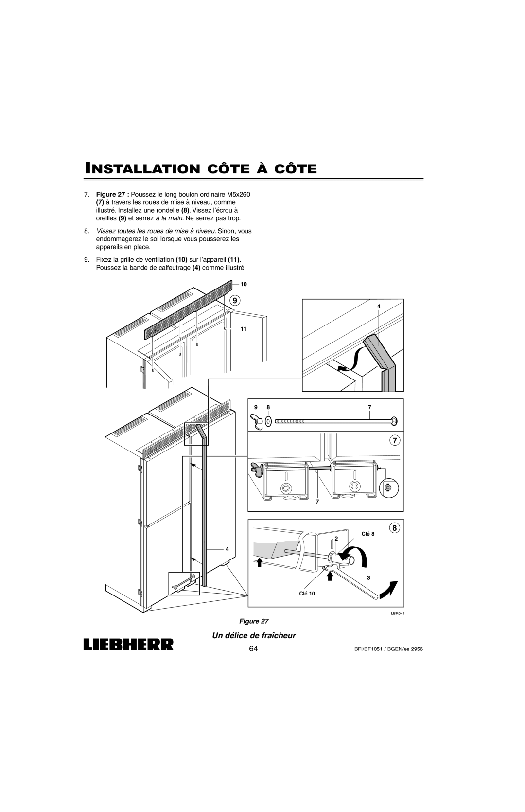 Liebherr BFI1051, BF1051 installation instructions Clé 