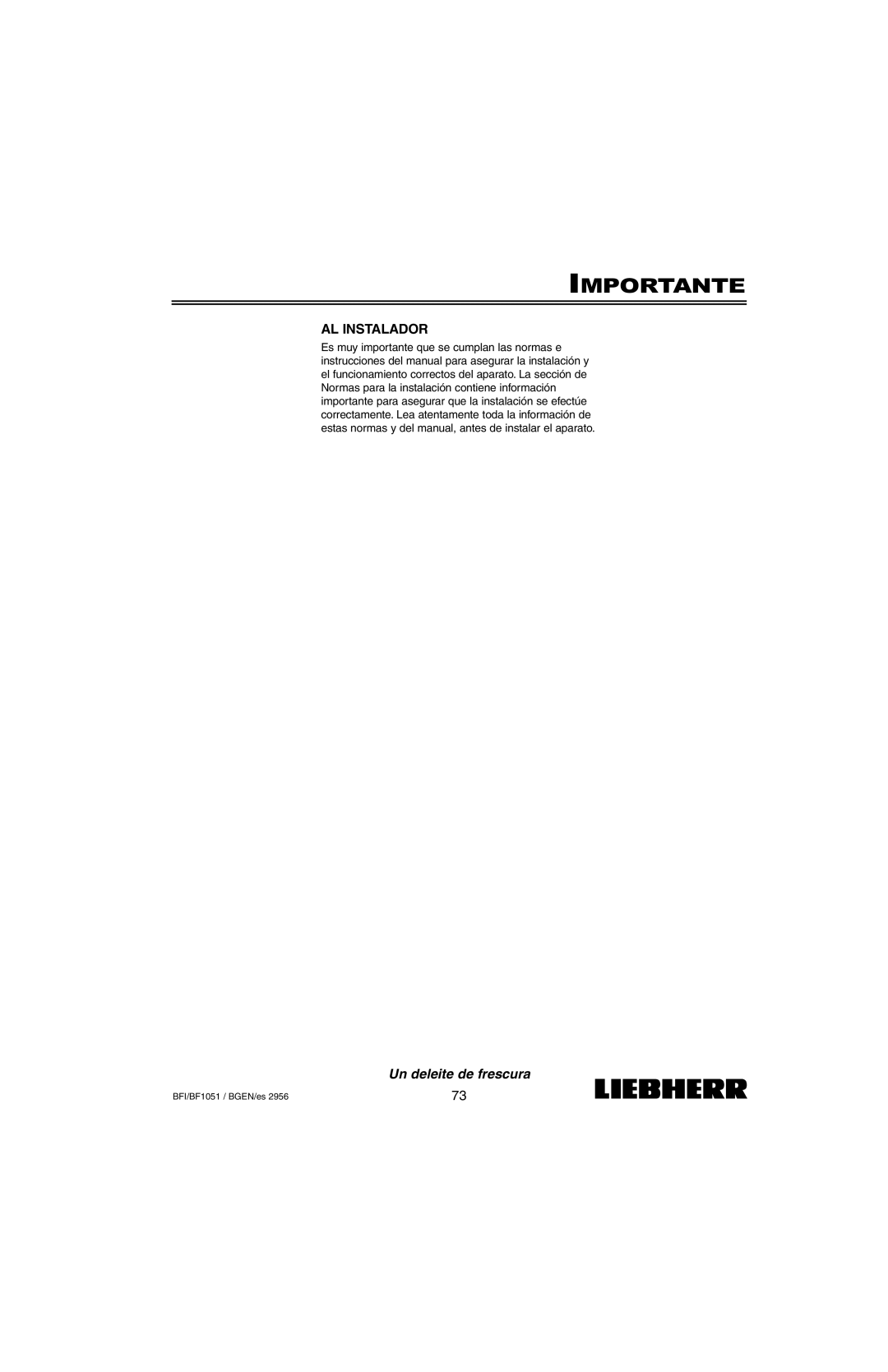 Liebherr BF1051, BFI1051 installation instructions AL Instalador 