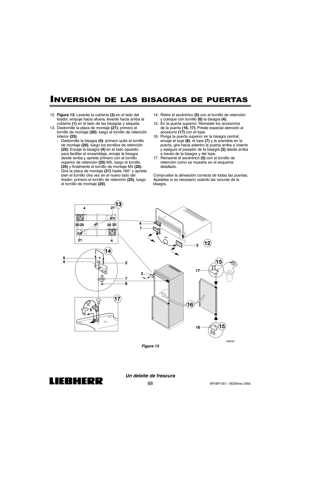 Liebherr BFI1051, BF1051 installation instructions LBR030 