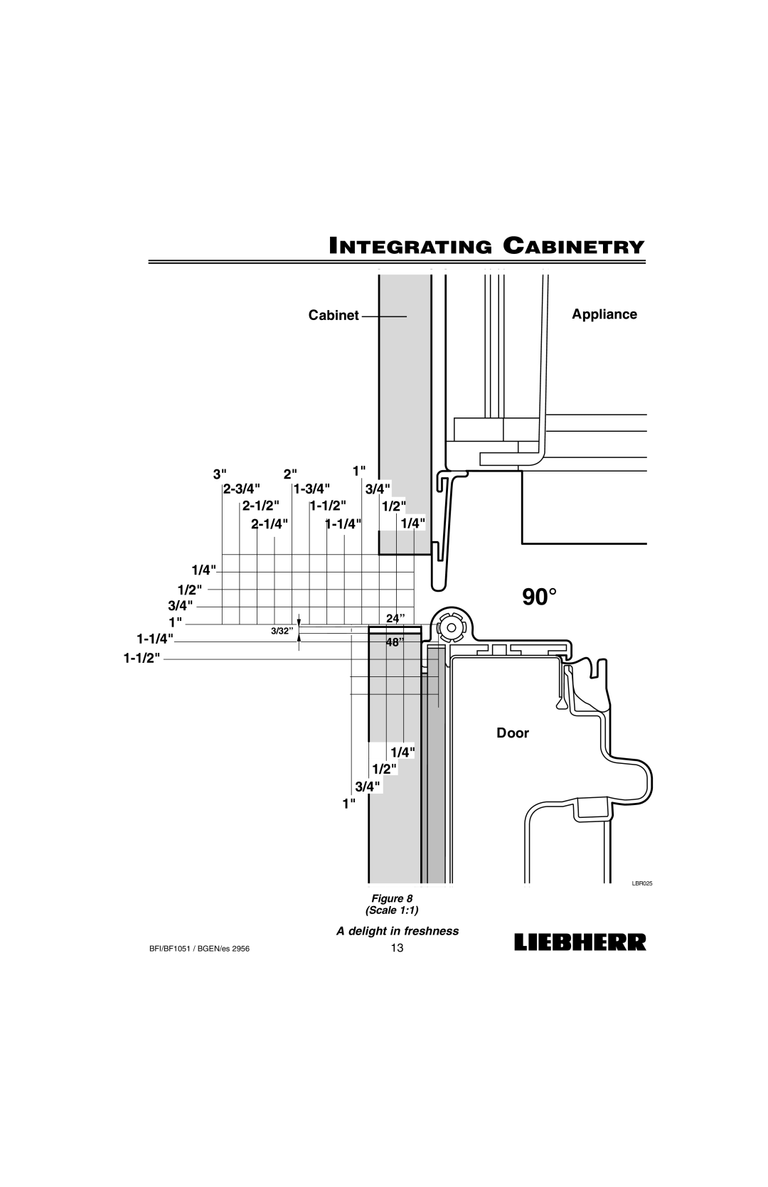Liebherr BF1051, BFI1051 installation instructions Integrating Cabinetry, A delight in freshness, Figure Scale 1:1, LBR025 