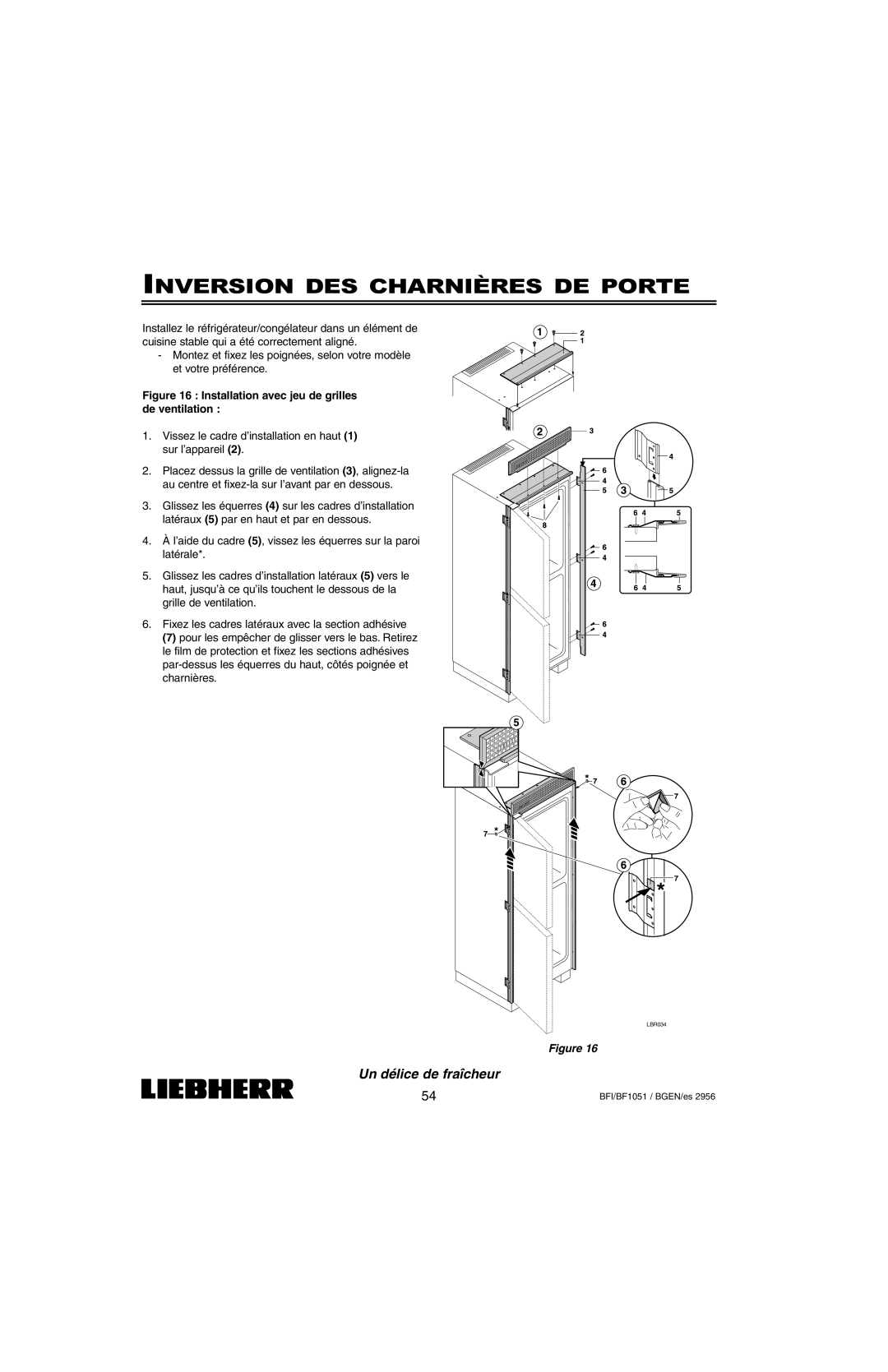 Liebherr BFI1051, BF1051 installation instructions Inversion Des Charnières De Porte, Un délice de fraîcheur, Figure 