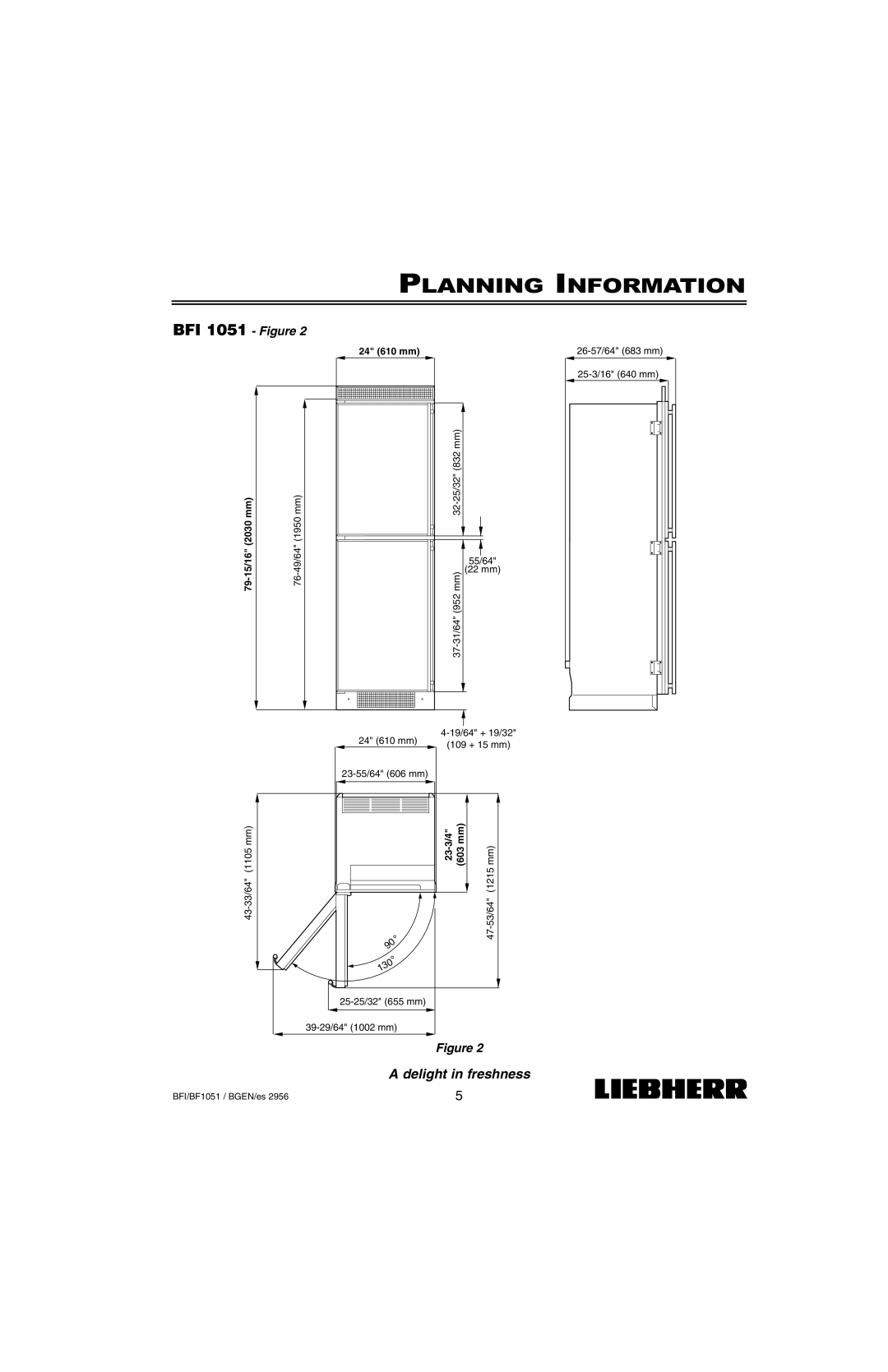 Liebherr BF1051 BFI 1051 - Figure, Planning Information, 55/64, 22 mm, 37-31/64952, 24 610 mm, 4-19/64+ 19/32, 109 + 15 mm 