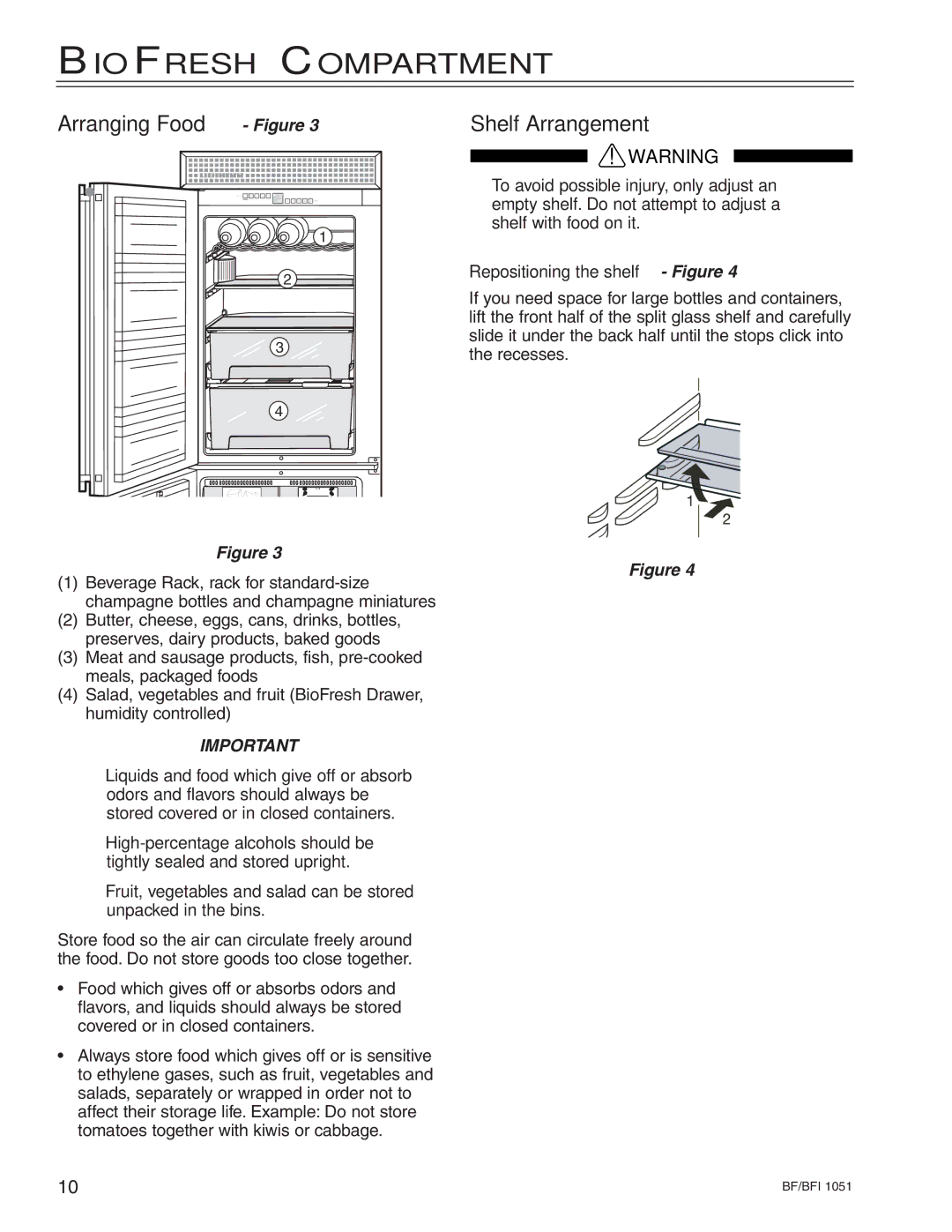 Liebherr BGEN/es 2956, BF/BFI 1051 manuel dutilisation Arranging Food Figure Shelf Arrangement 