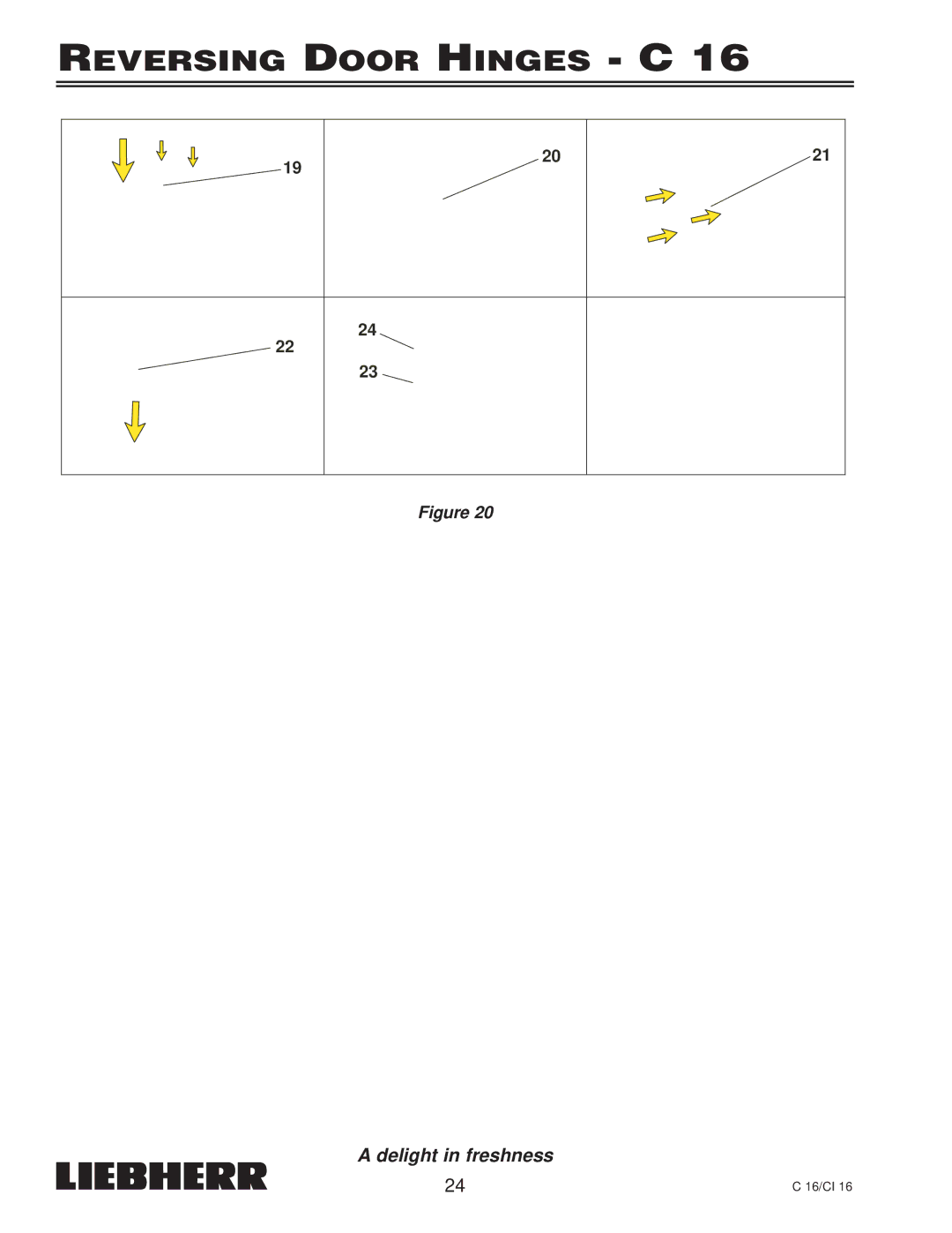 Liebherr 7080 359-02, C 16, CI 16 installation instructions Reversing Door Hinges C 