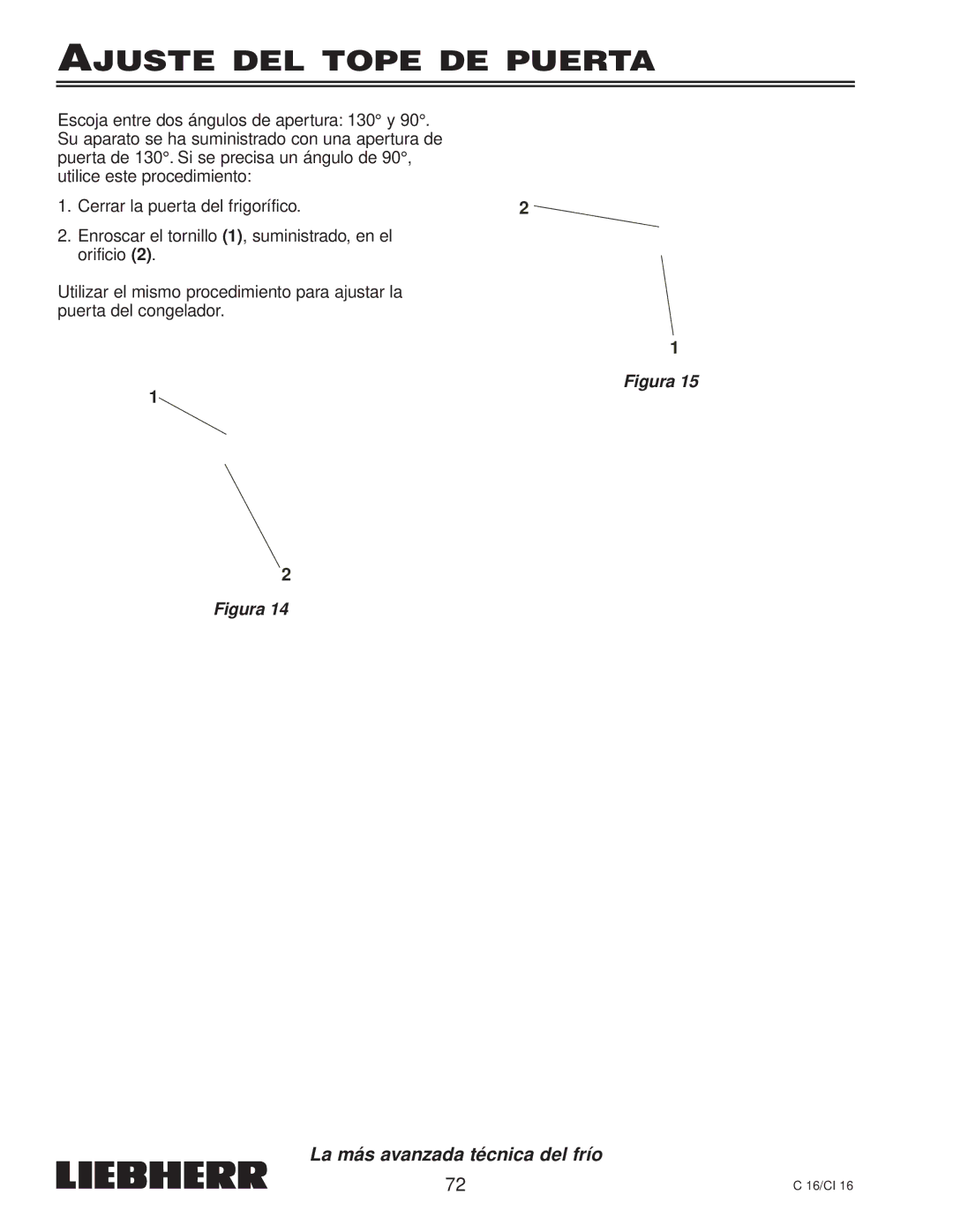 Liebherr 7080 359-02, C 16, CI 16 installation instructions Ajuste DEL Tope DE Puerta 