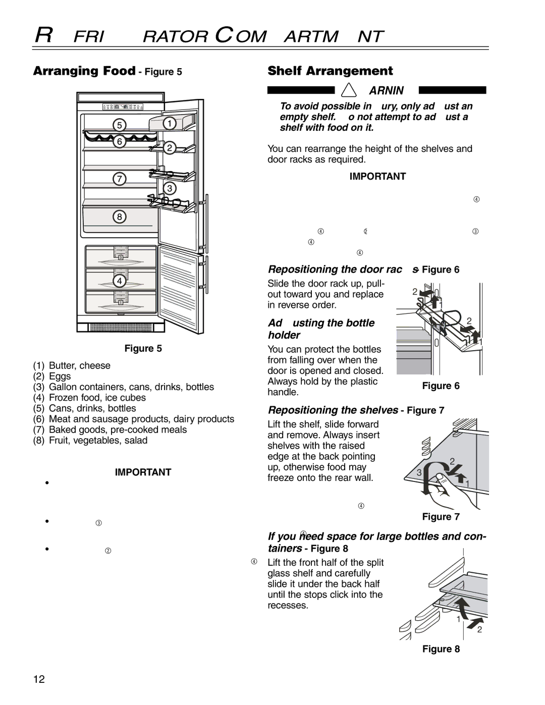 Liebherr CS 16 manuel dutilisation Refrigerator Compartment, Arranging Food Figure, Shelf Arrangement 