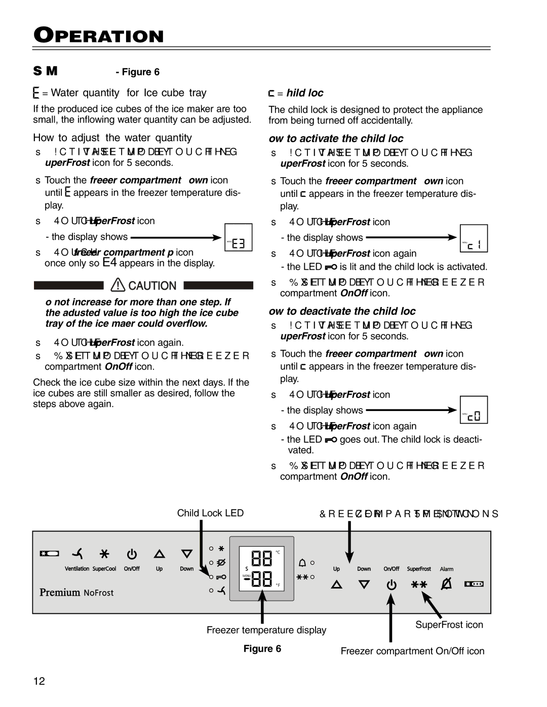 Liebherr CS 1640 7082 481-01 manual = Water quantity for Ice cube tray, = Child lock, How to adjust the water quantity 