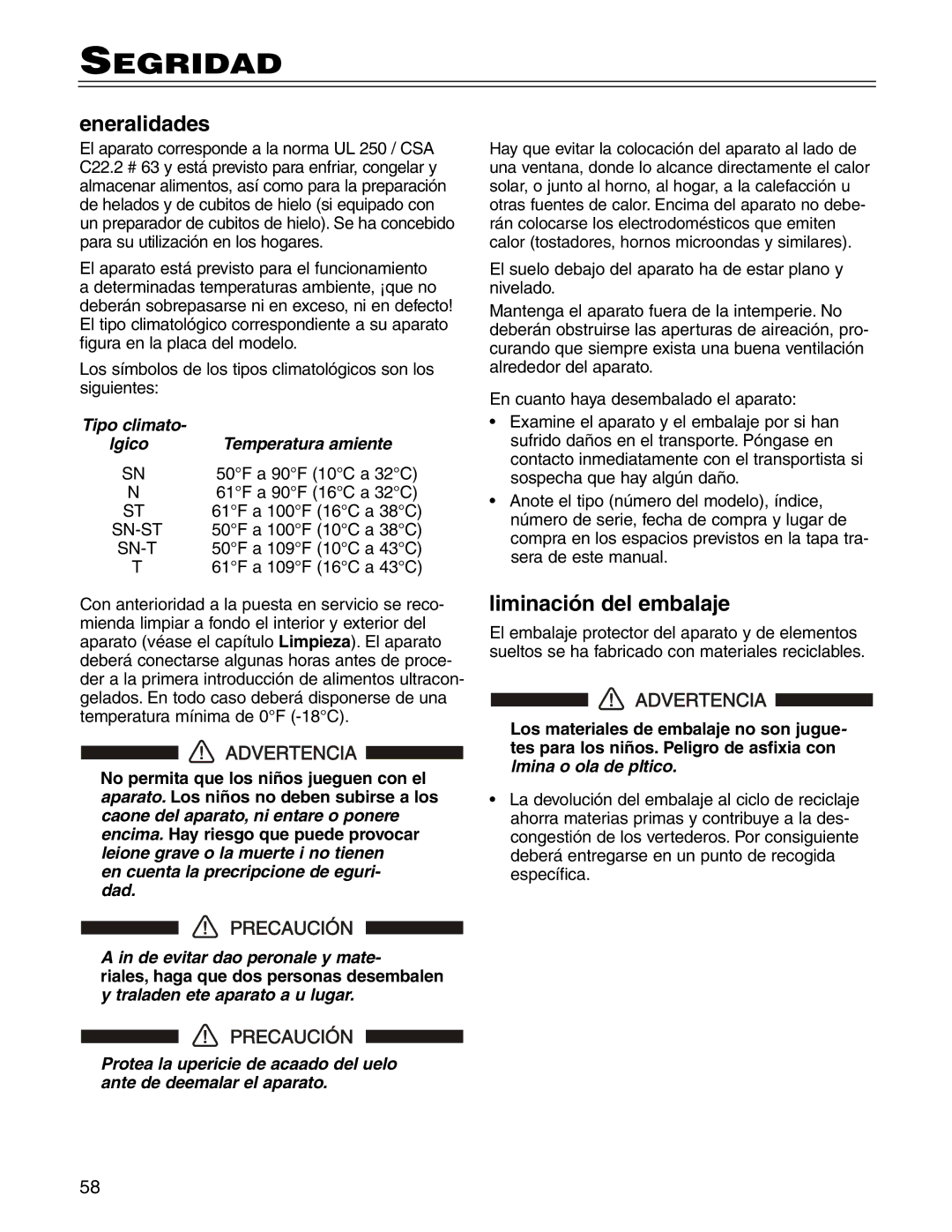 Liebherr CS1660 manuel dutilisation Generalidades, Eliminación del embalaje, Lógico 