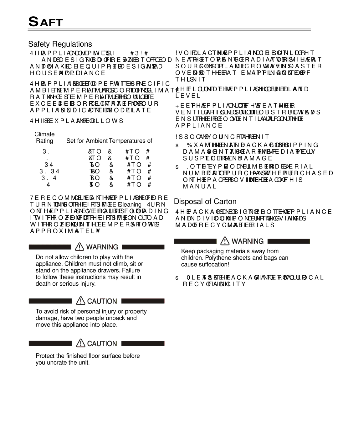 Liebherr CS1660 manuel dutilisation Safety Regulations, Disposal of Carton 