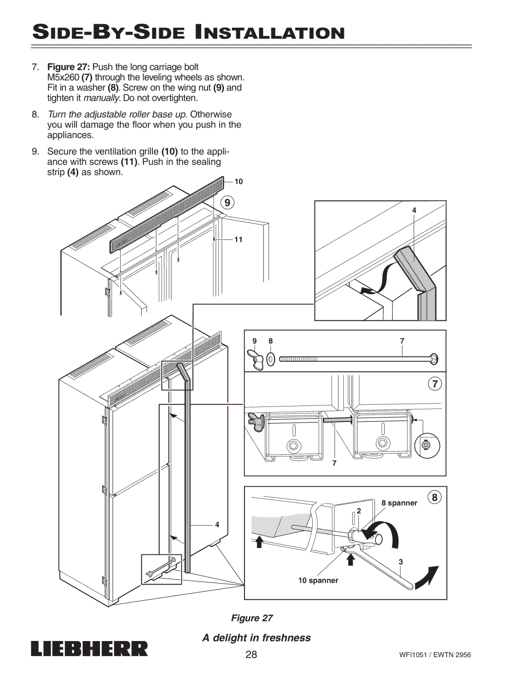 Liebherr EWTN installation instructions Push the long carriage bolt 