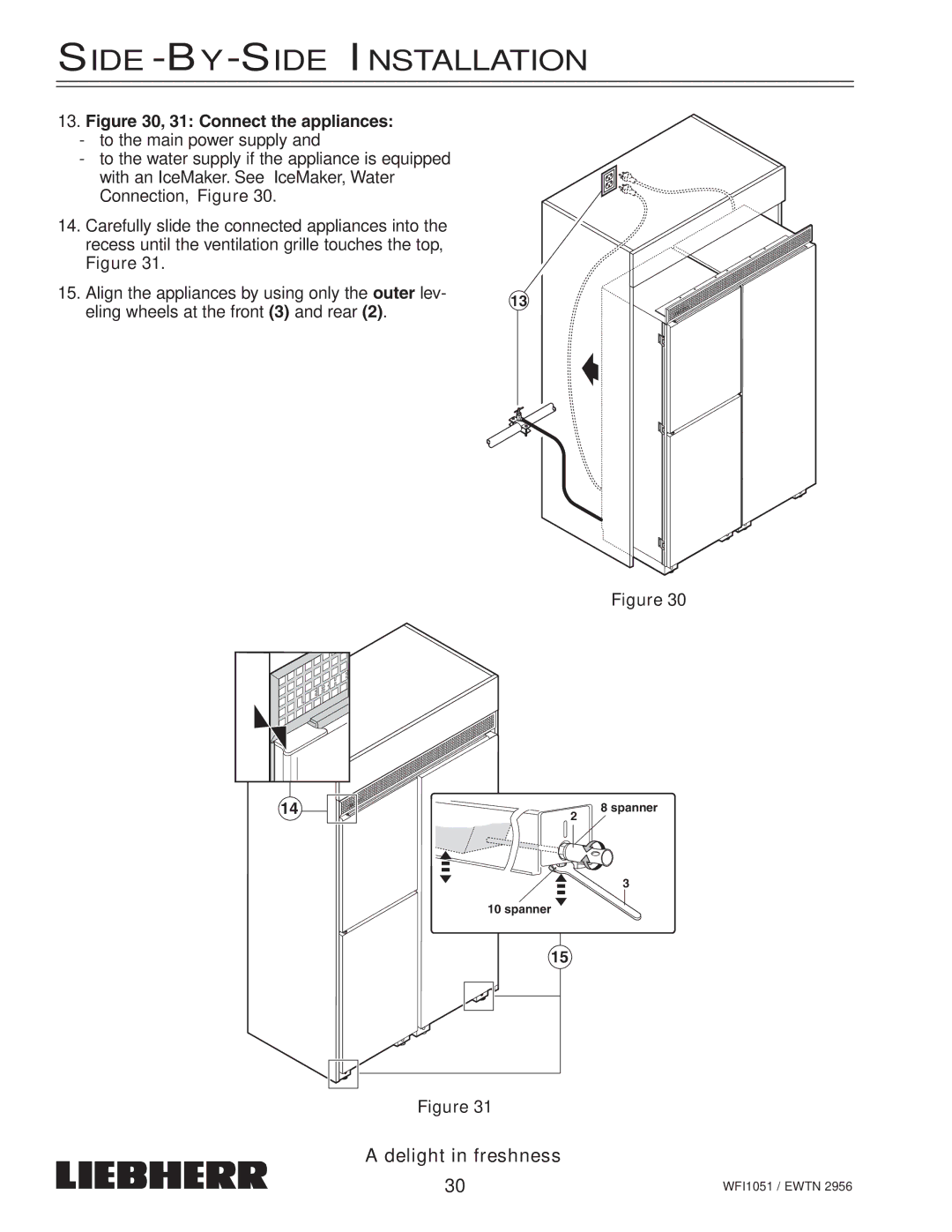 Liebherr EWTN installation instructions Connect the appliances 