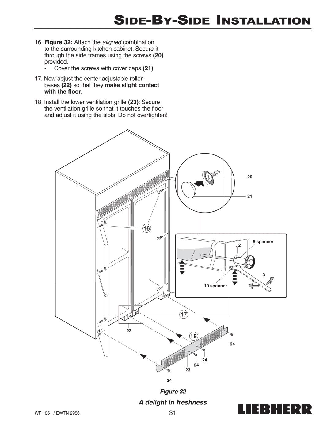 Liebherr EWTN installation instructions Spanner 