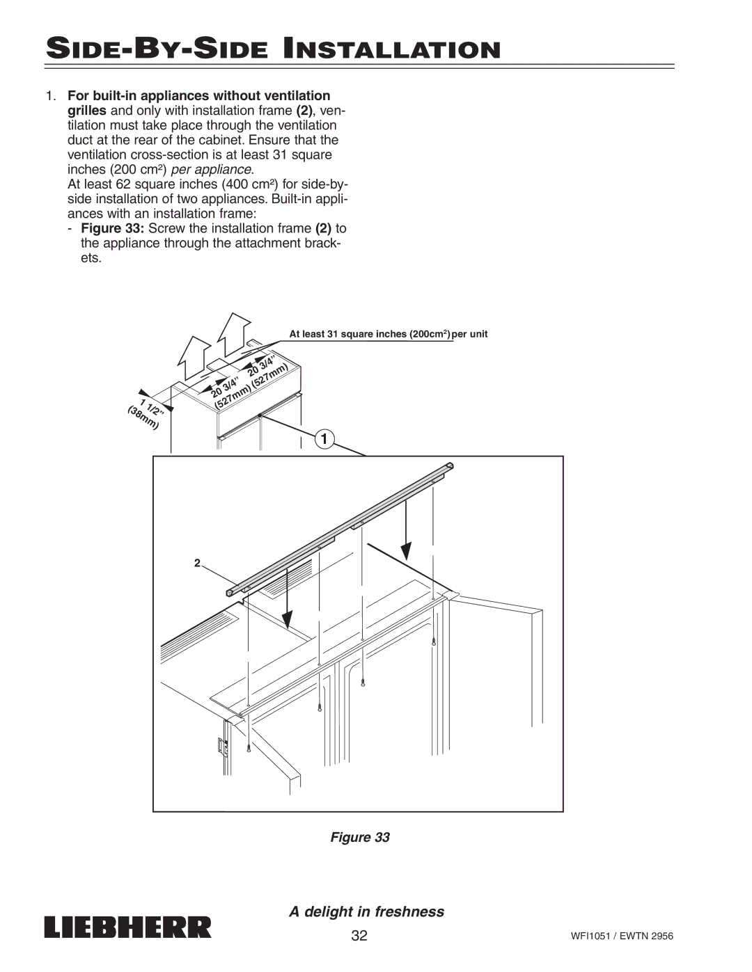 Liebherr EWTN installation instructions SIDE-BY-SIDE Installation 