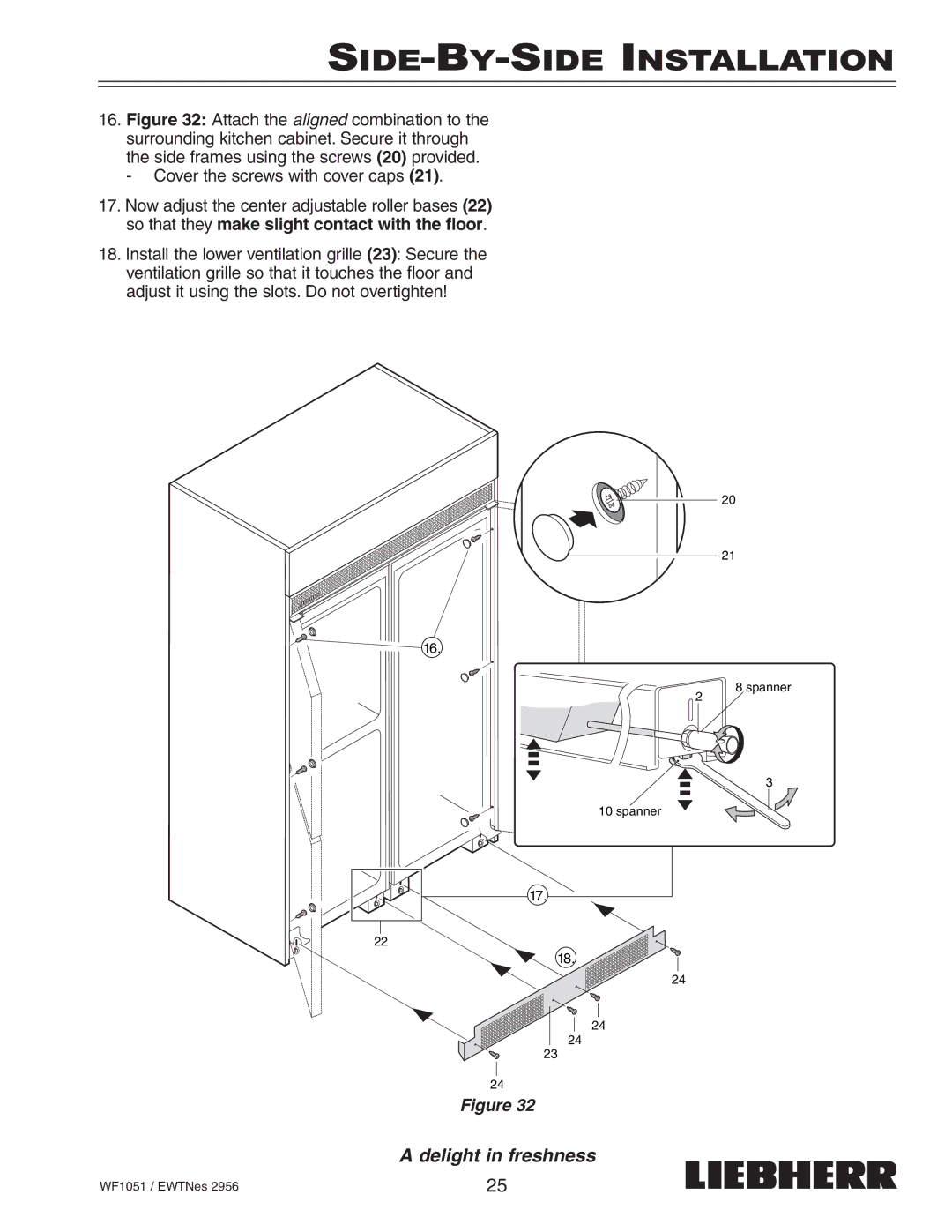 Liebherr EWTNes 2956 installation instructions Spanner 