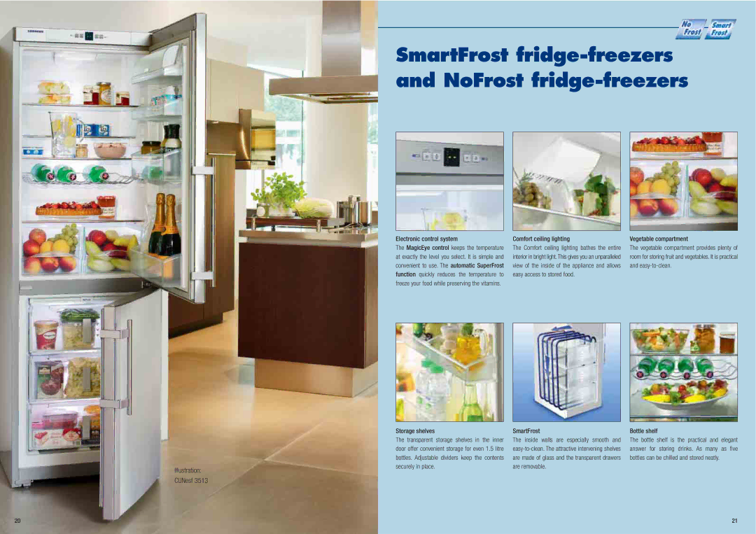 Liebherr Freestanding Refrigerator manual SmartFrost fridge-freezers NoFrost fridge-freezers, Easy-to-clean 