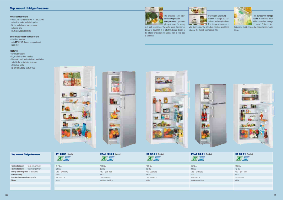 Liebherr Freestanding Refrigerator manual Adjustable dividers keep the contents securely in place 