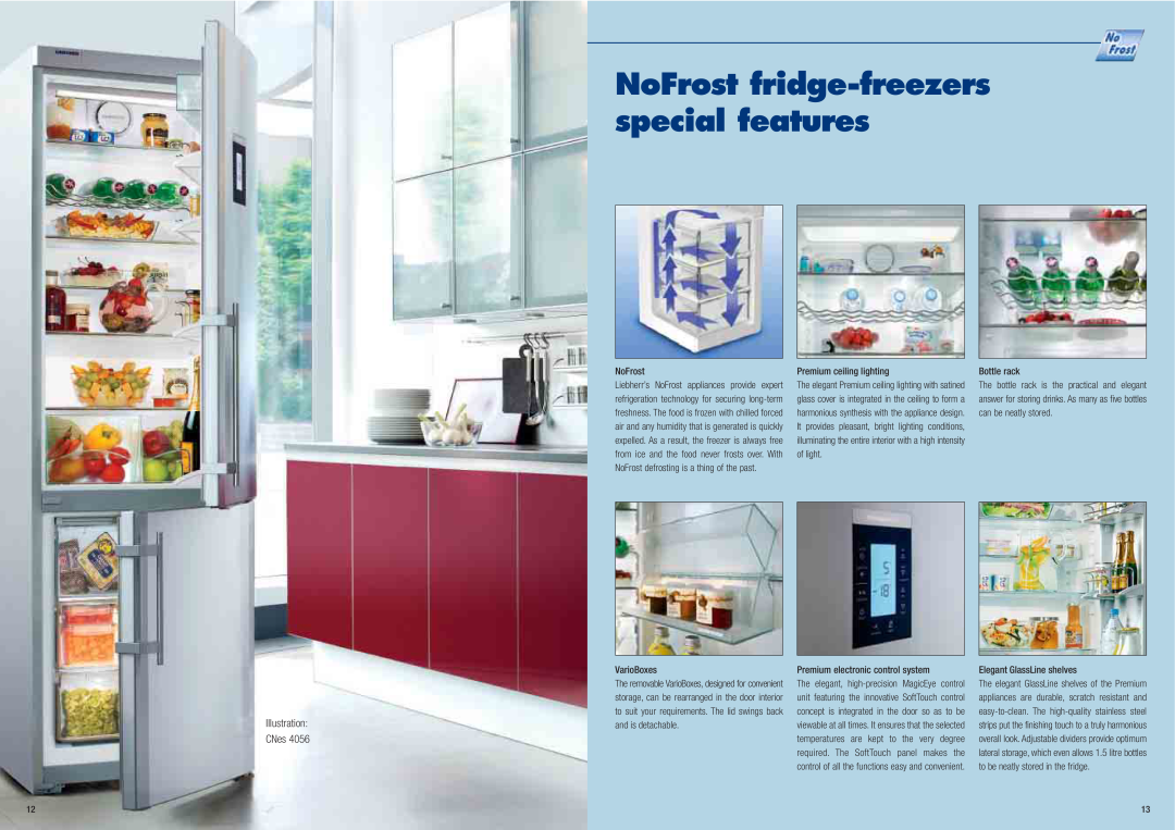 Liebherr Freestanding Refrigerator manual NoFrost fridge-freezers special features, Illustration CNes 