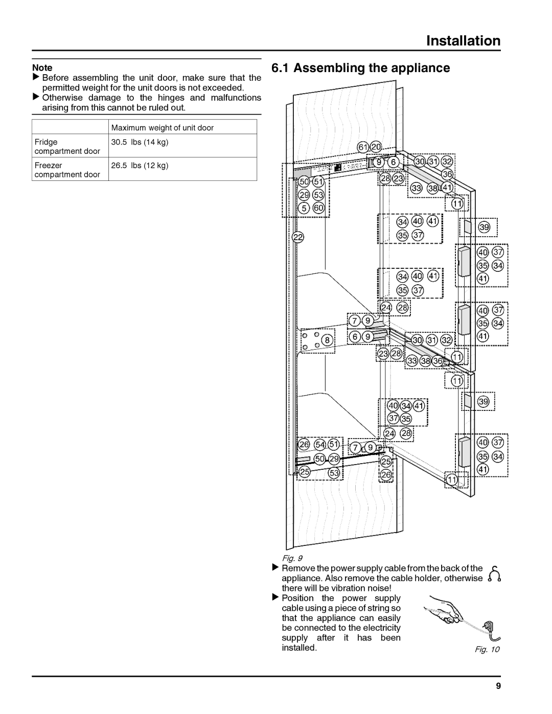 Liebherr HC 1001/1050, HC 1011/1060, 7084000-01, 20707 installation instructions Assembling the appliance 