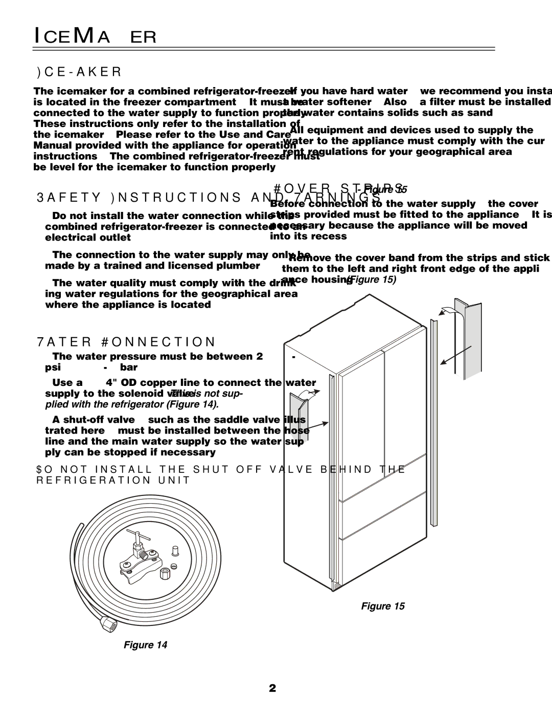 Liebherr HC 20 manual Icemaker, IceMaker, Safety Instructions and Warnings, Water Connection, Cover strips Figure 